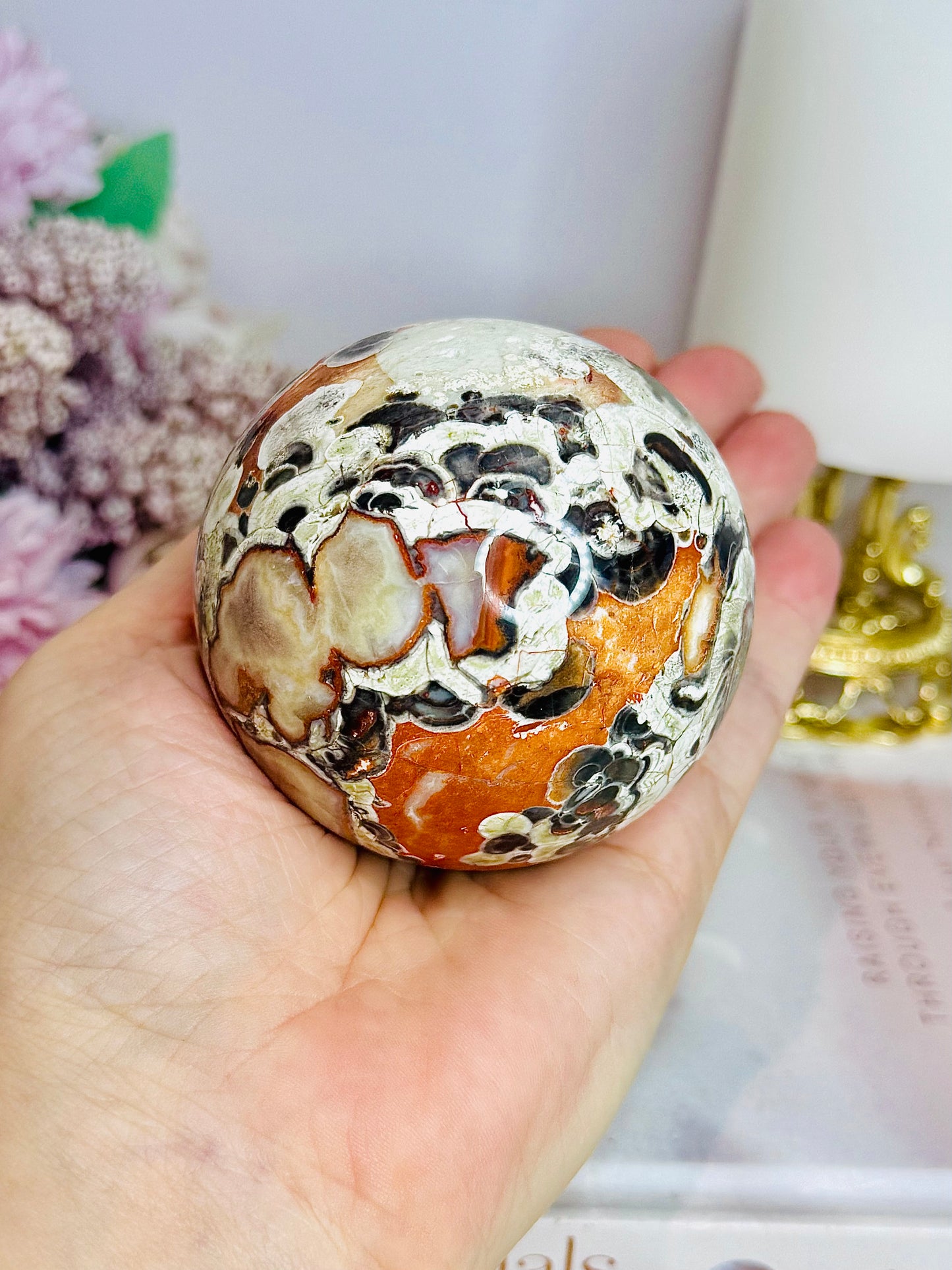 Large Money Agate Sphere On Stand 350g