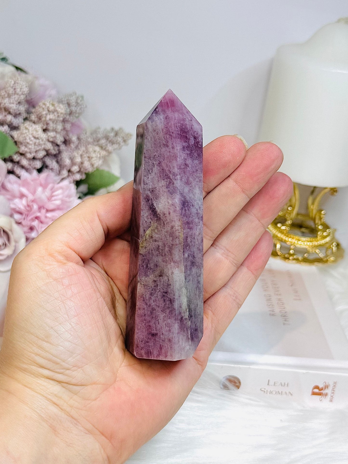 Lavender Rose Quartz Tower 11cm