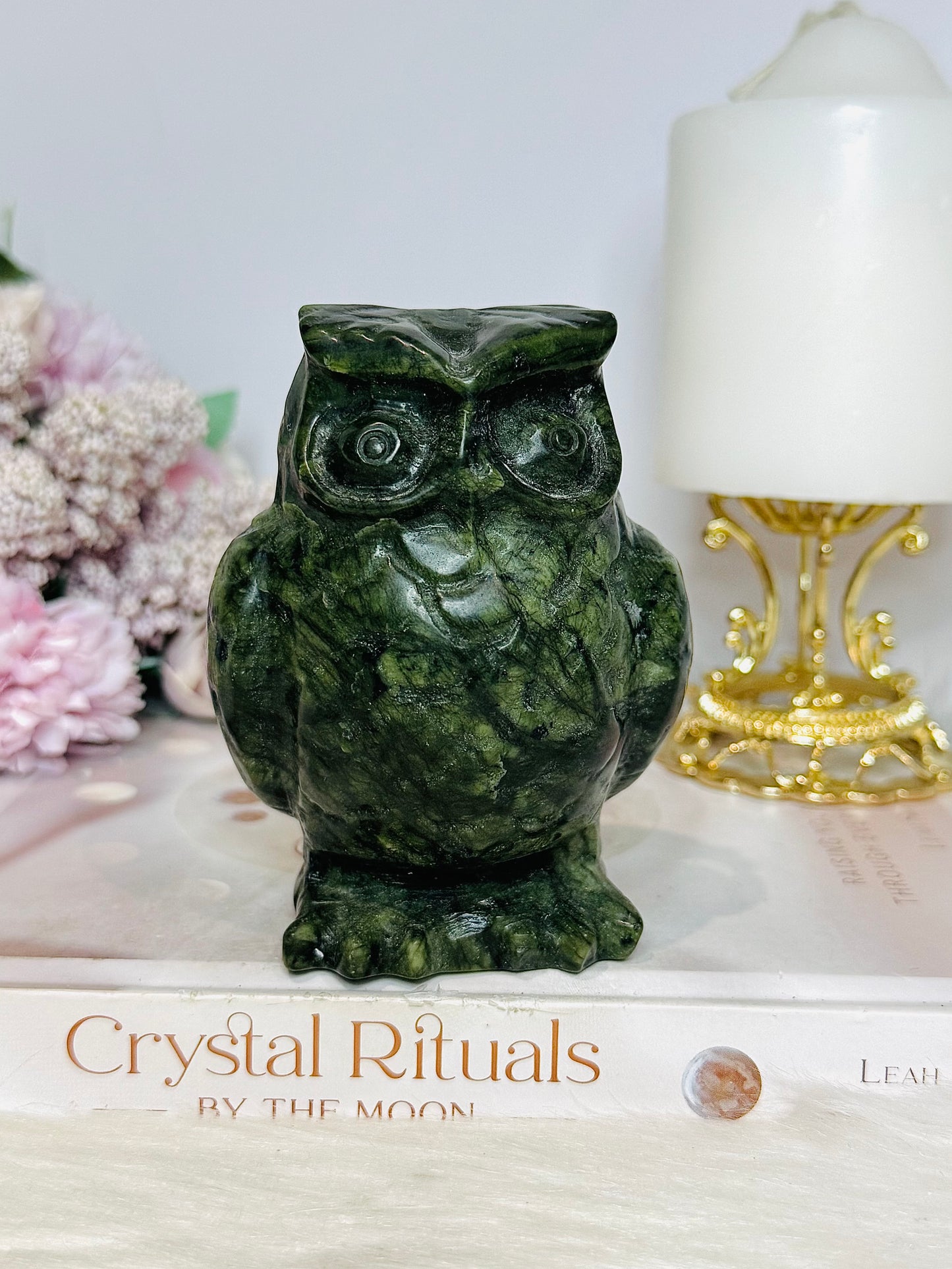 Large Green Jade Owl 11cm 643g