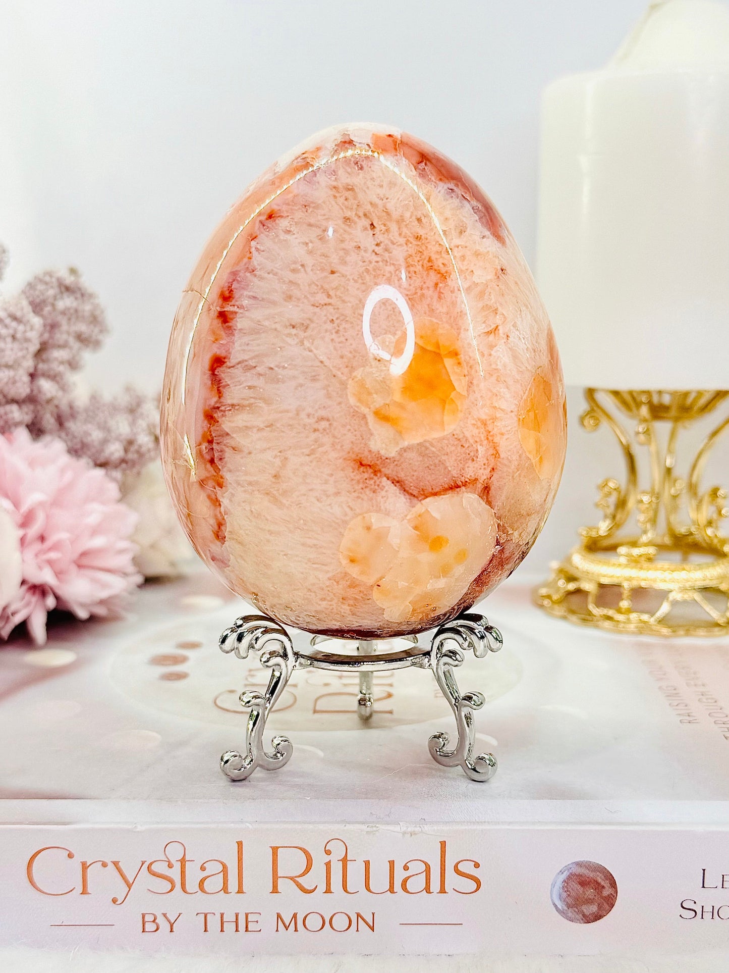 Large 659gram Carnelian Egg On Stand