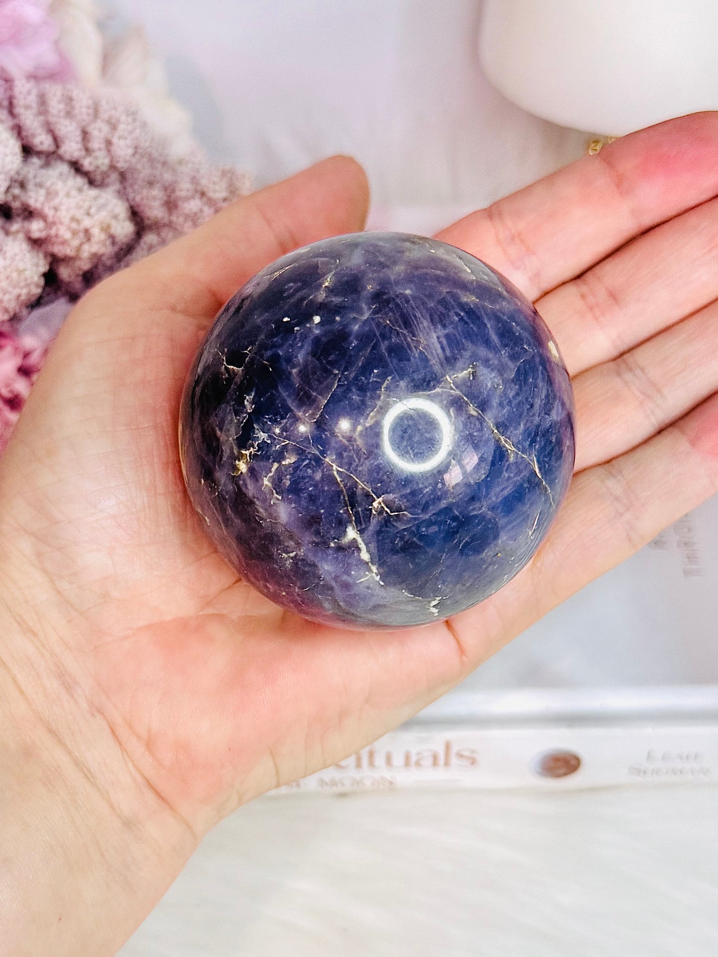 Stunning Large 346gram Lavender Rose Quartz Sphere On Stand