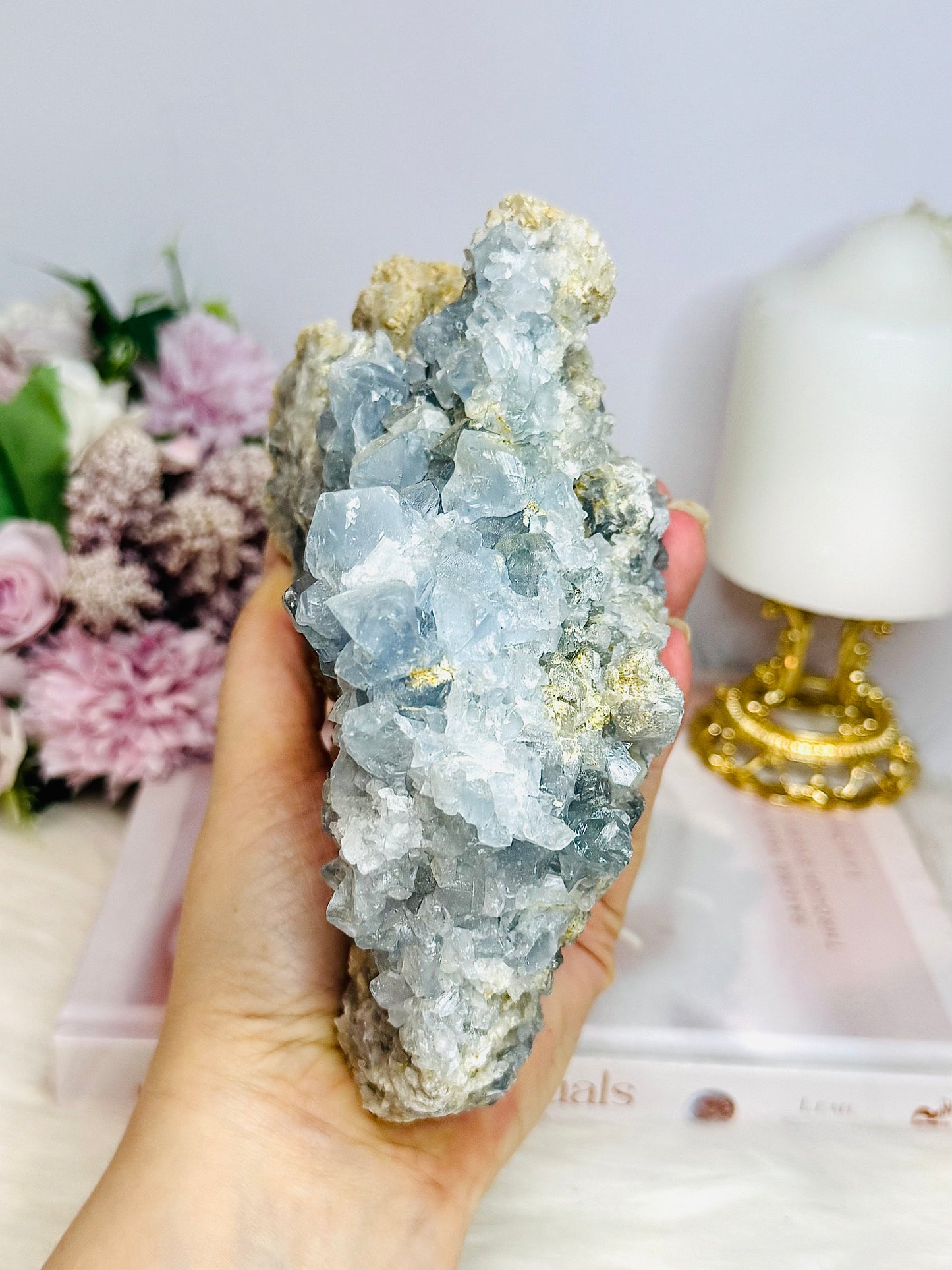 Natural Blue Celestite Large Cluster Specimen 1.36KG