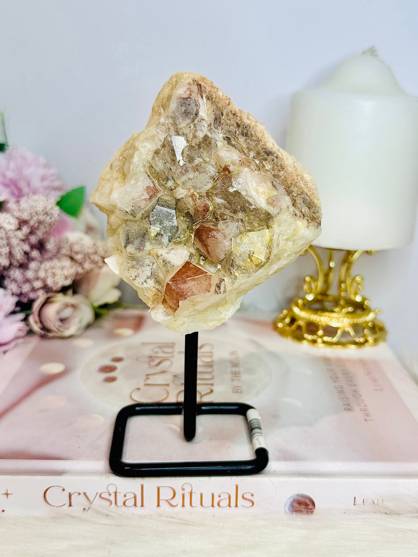Large Natural Pink Lithium Cluster on Stand 15cm 482g