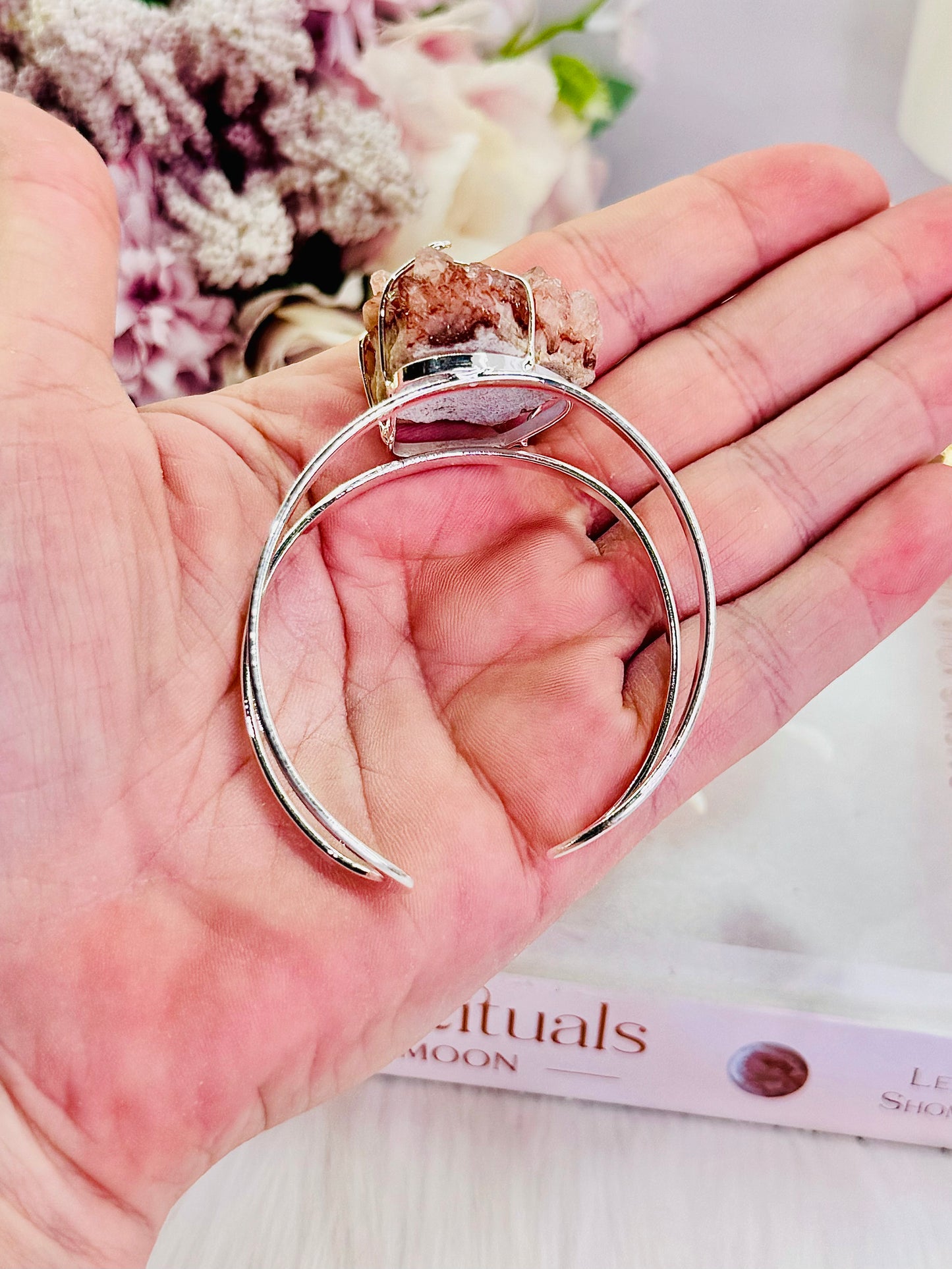 Stunning Chunky Druzy Pink Amethyst Silver Plated Bracelet From Brazil ~ Absolutely Gorgeous