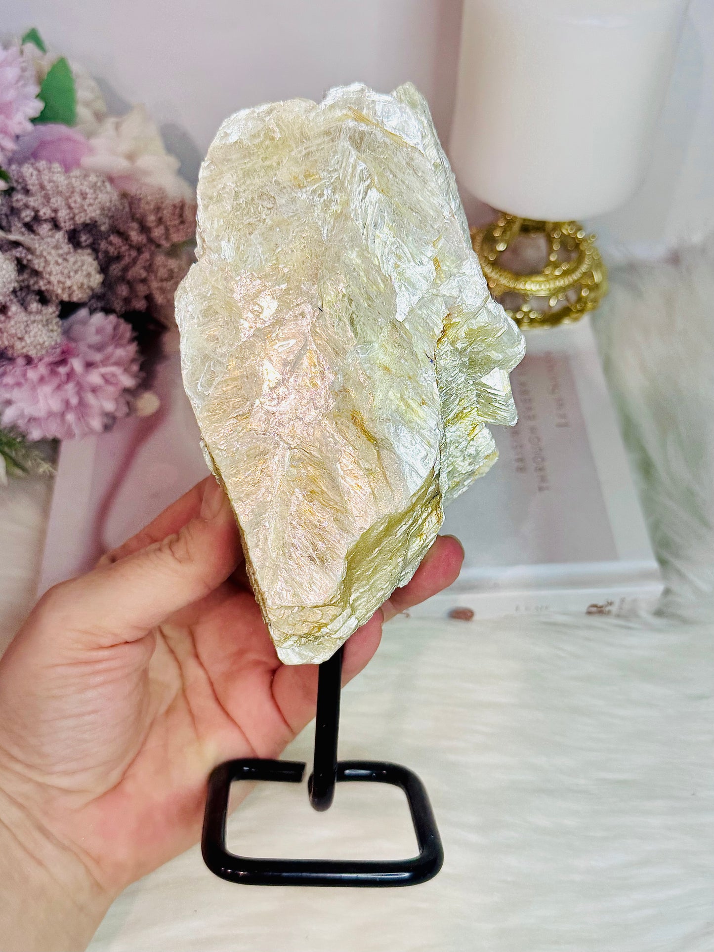 Large Natural Gold Mica Specimen On Stand 20cm 545grams
