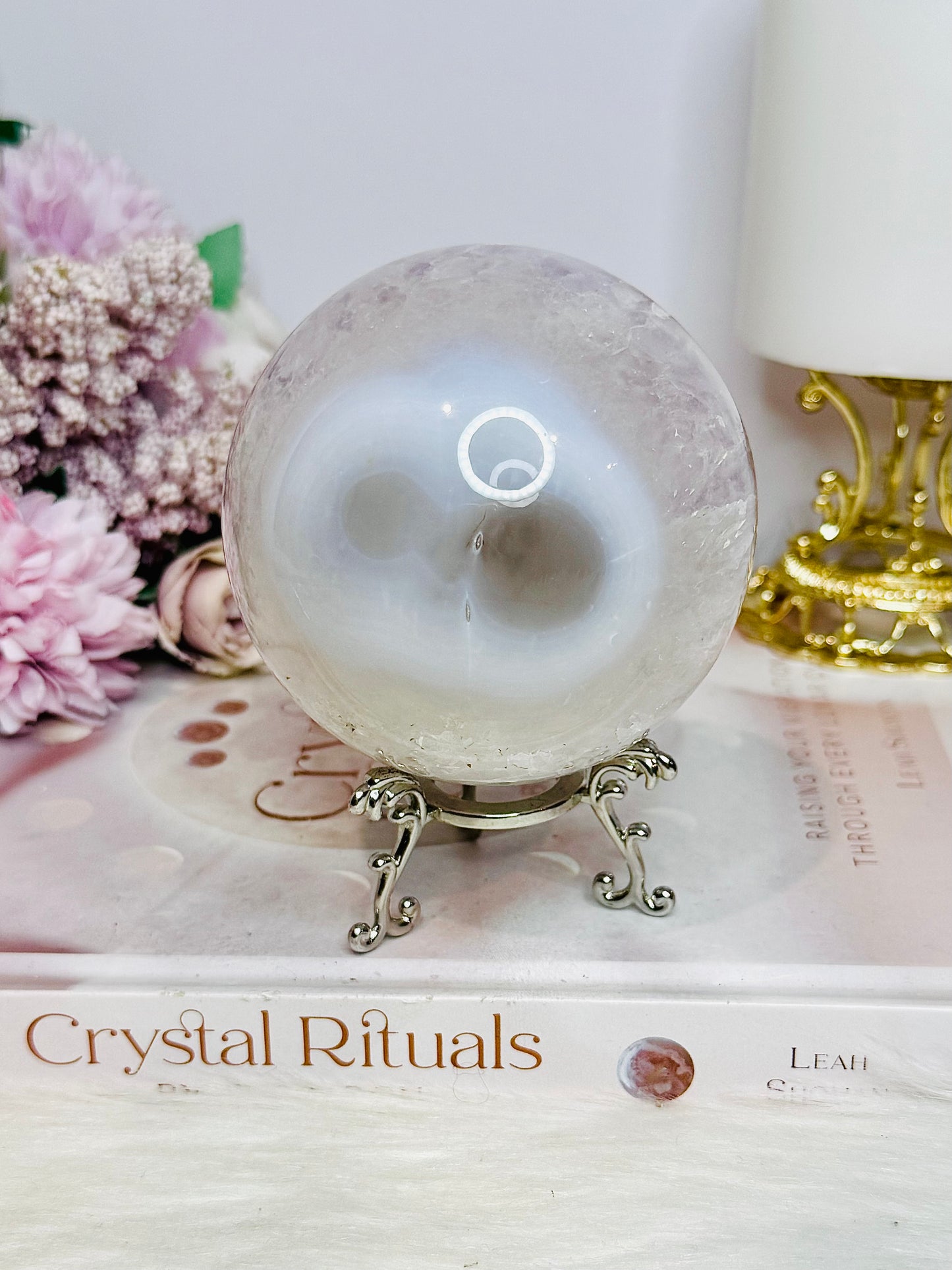 Large Druzy Amethyst Sphere on Stand 618g
