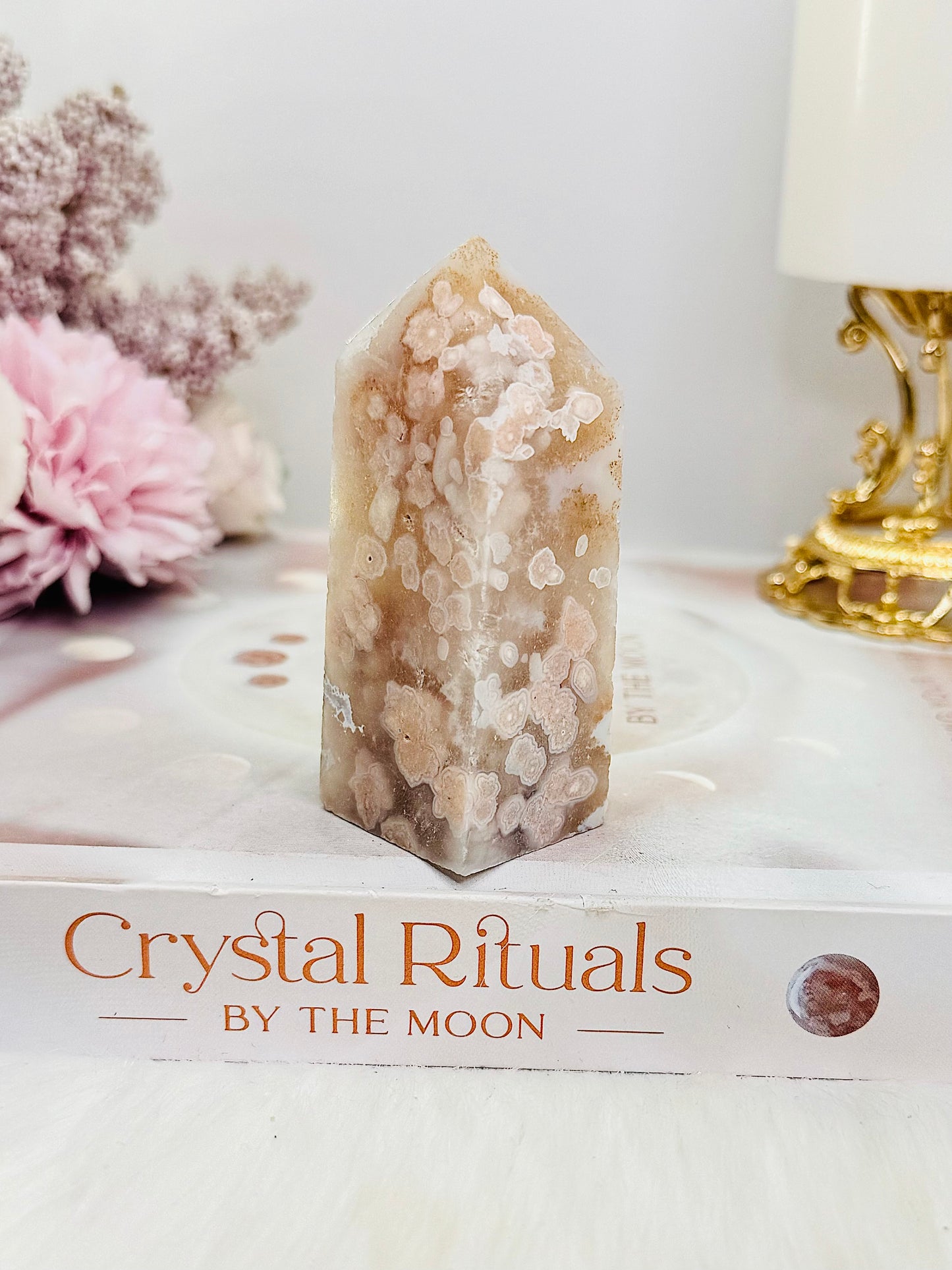 Chunky Flower Agate Tower 8cm