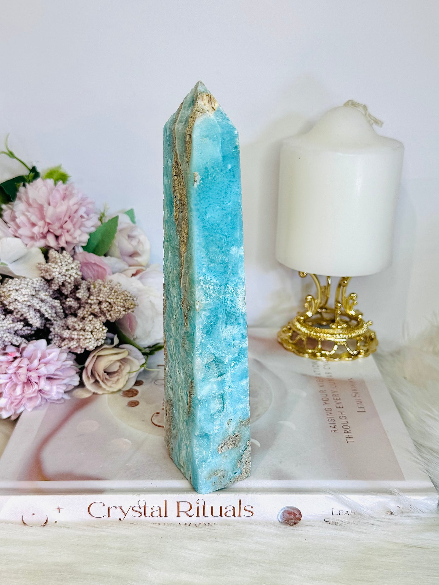 Large Blue Hemimorphite Druzy Tower 18cm