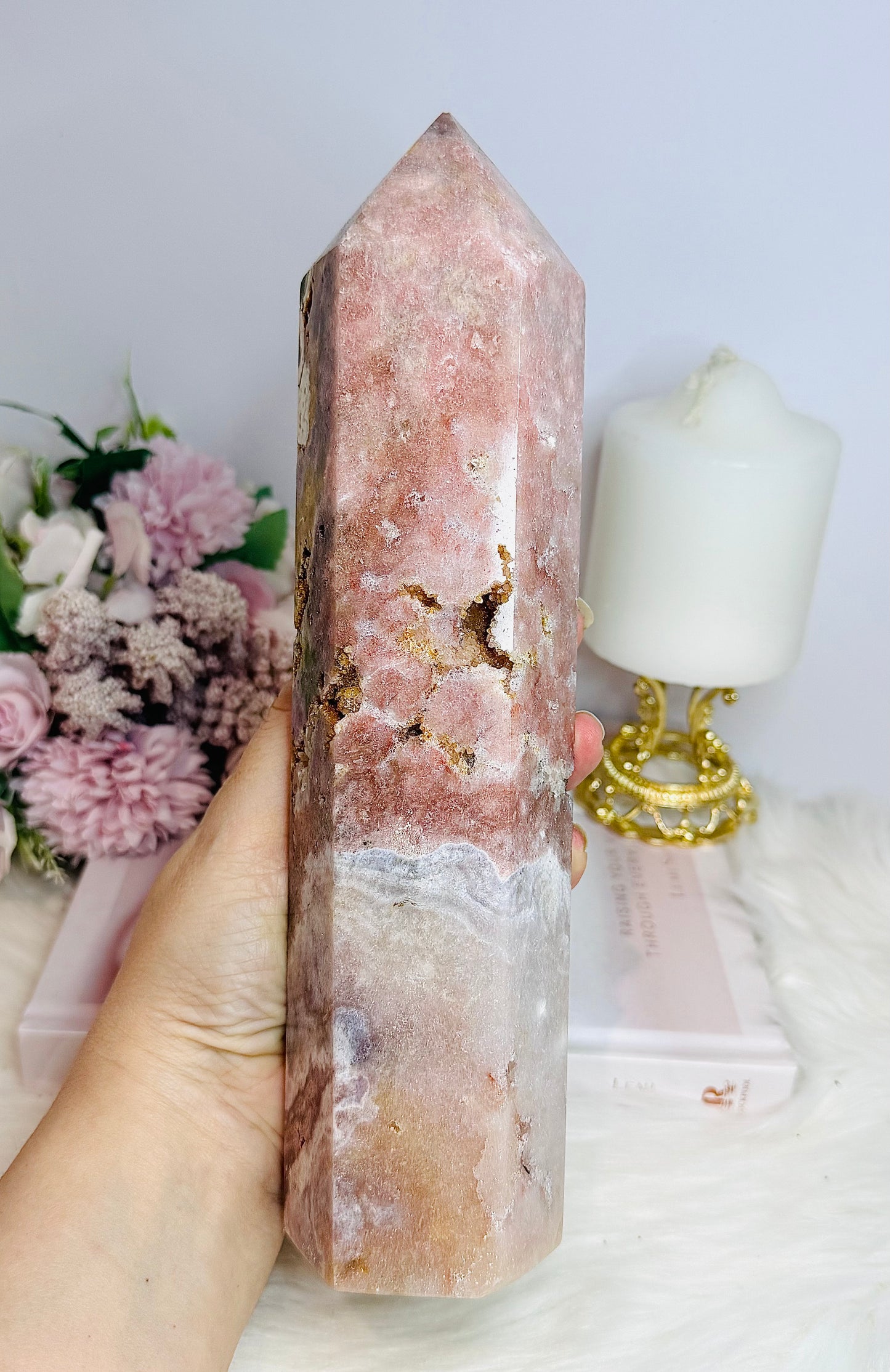 Huge Pink Amethyst Chunky Druzy Tower 25cm 1.45KG