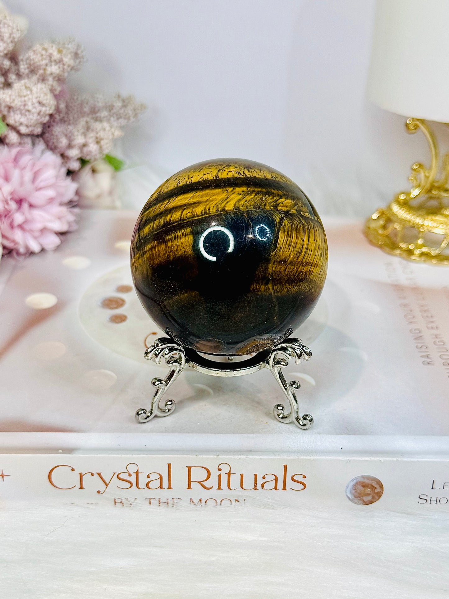 Tigers Eye Sphere with Blue Flash 279g