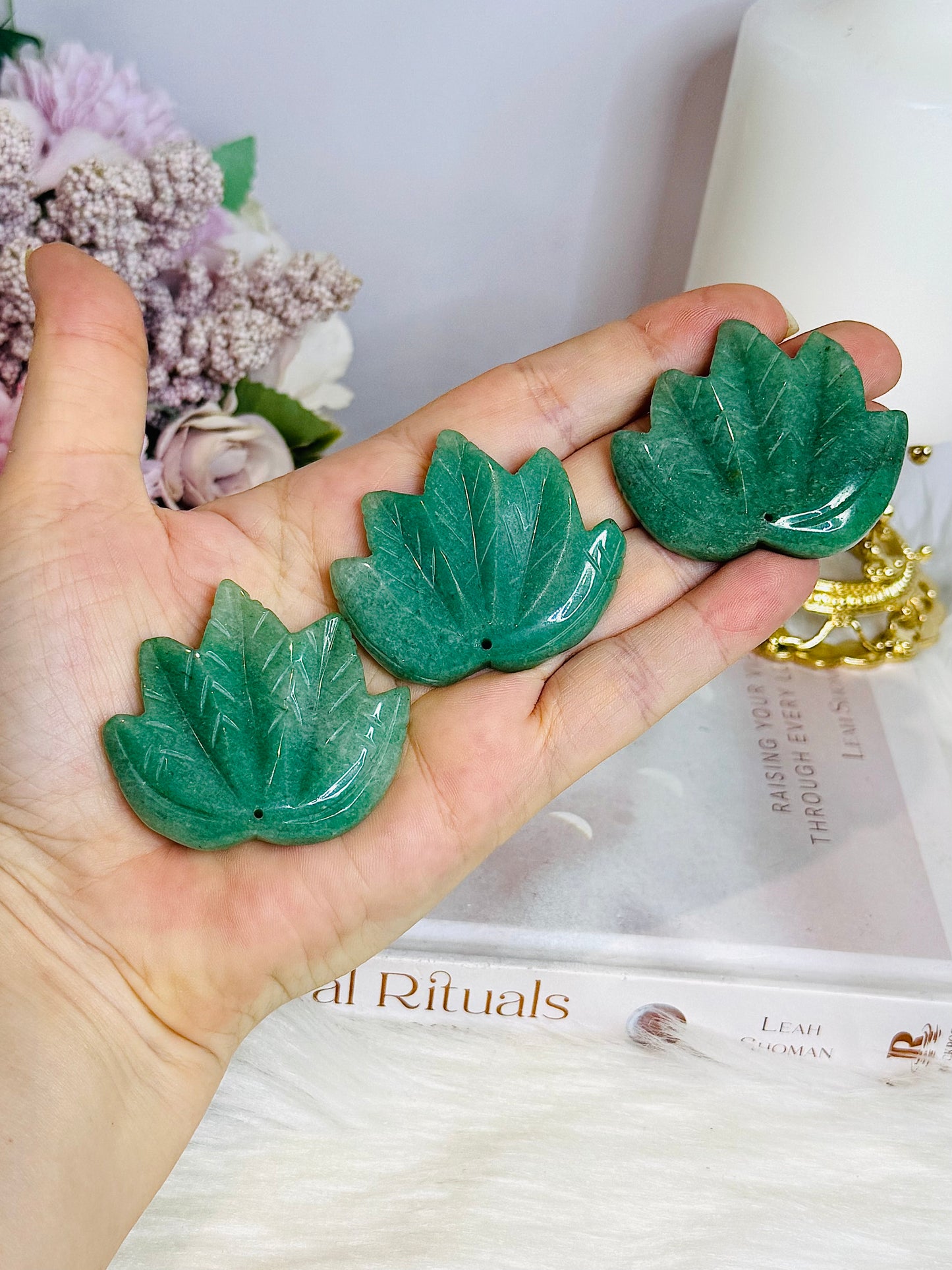 Green Aventurine Leaf Pendants $15 each