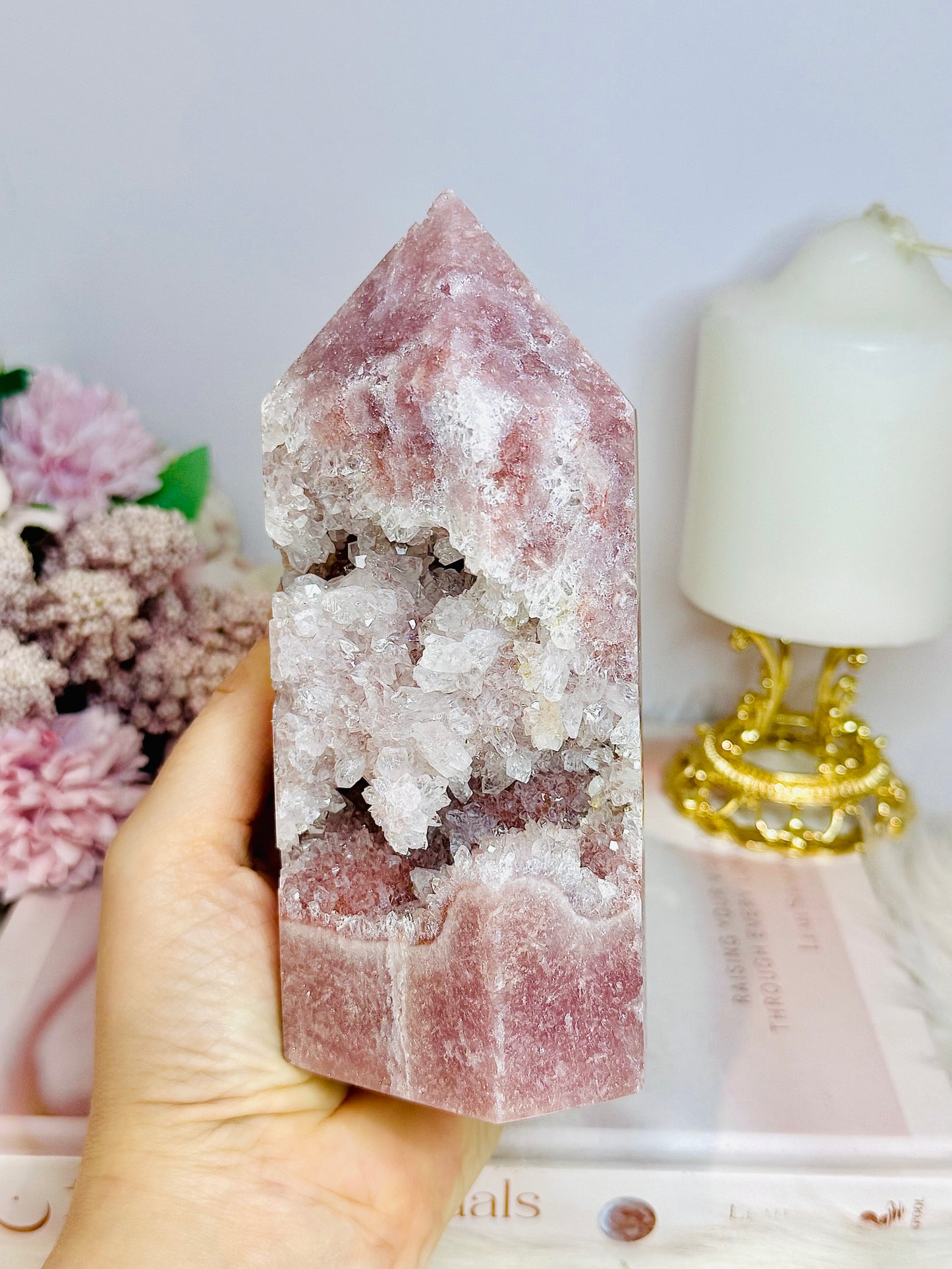 High Grade Druzy Pink Amethyst Tower 15cm 695g