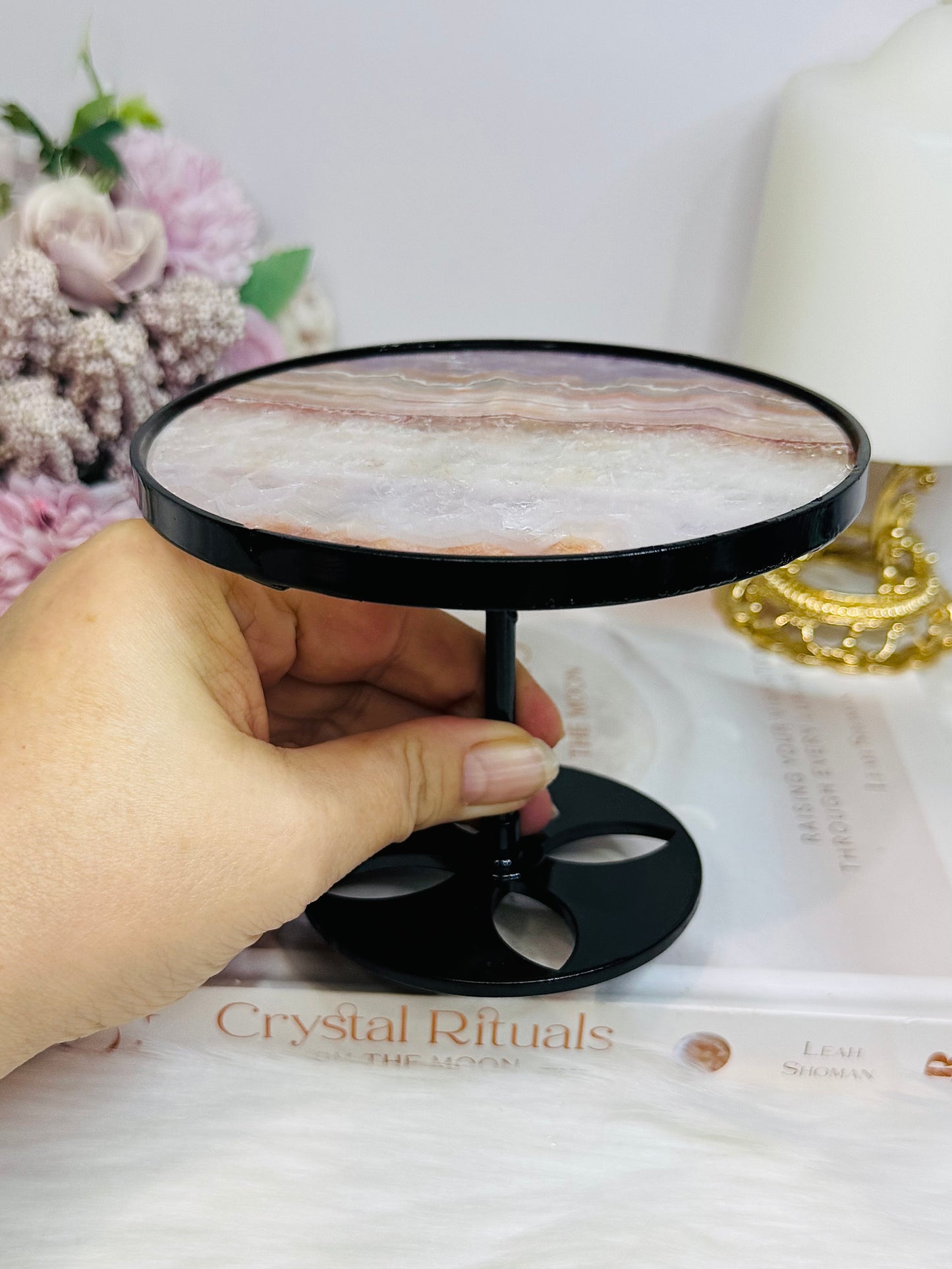 Crazy Lace Amethyst Spinning Top Small Table H:10cm W:12cm