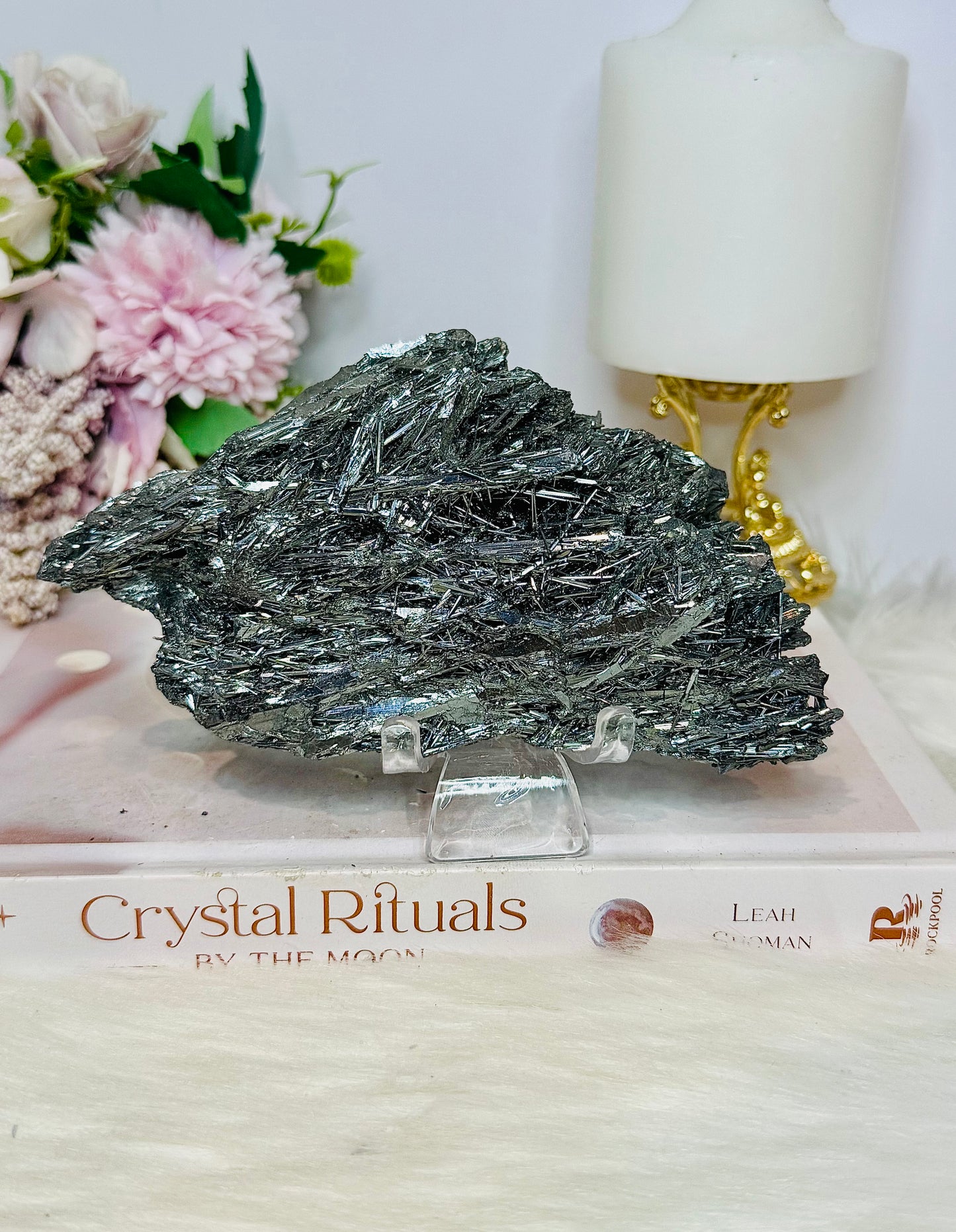 Natural Stibnite | Antimonite Large Specimen On Stand 414g