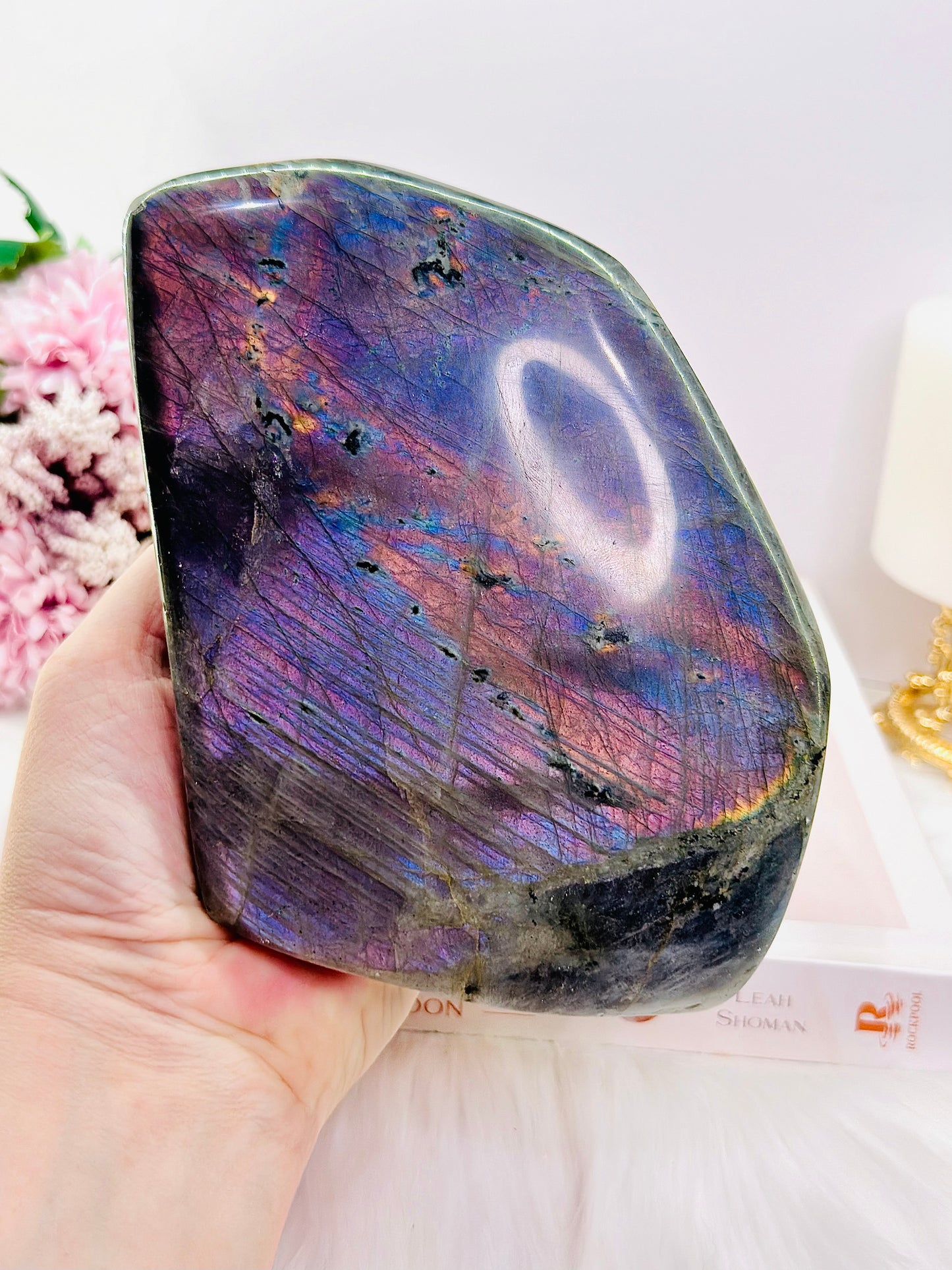 Fabulous Huge Labradorite Freeform 1.79KG with Hot Pink & Purple Flash