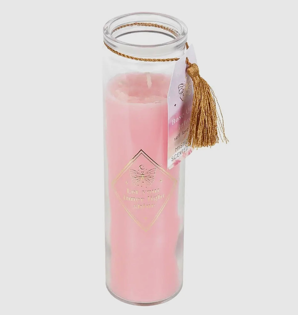 Mystic Rose Quartz Tube Candle 21cm
