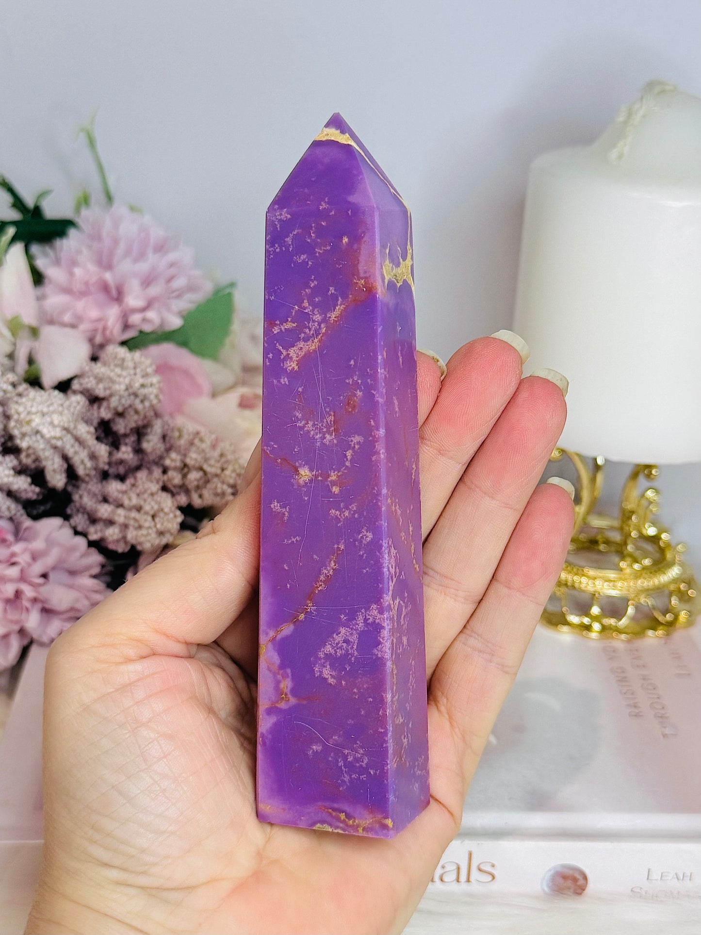 High Grade Rare Natural Phosphosiderite Carved Tower From USA 15cm