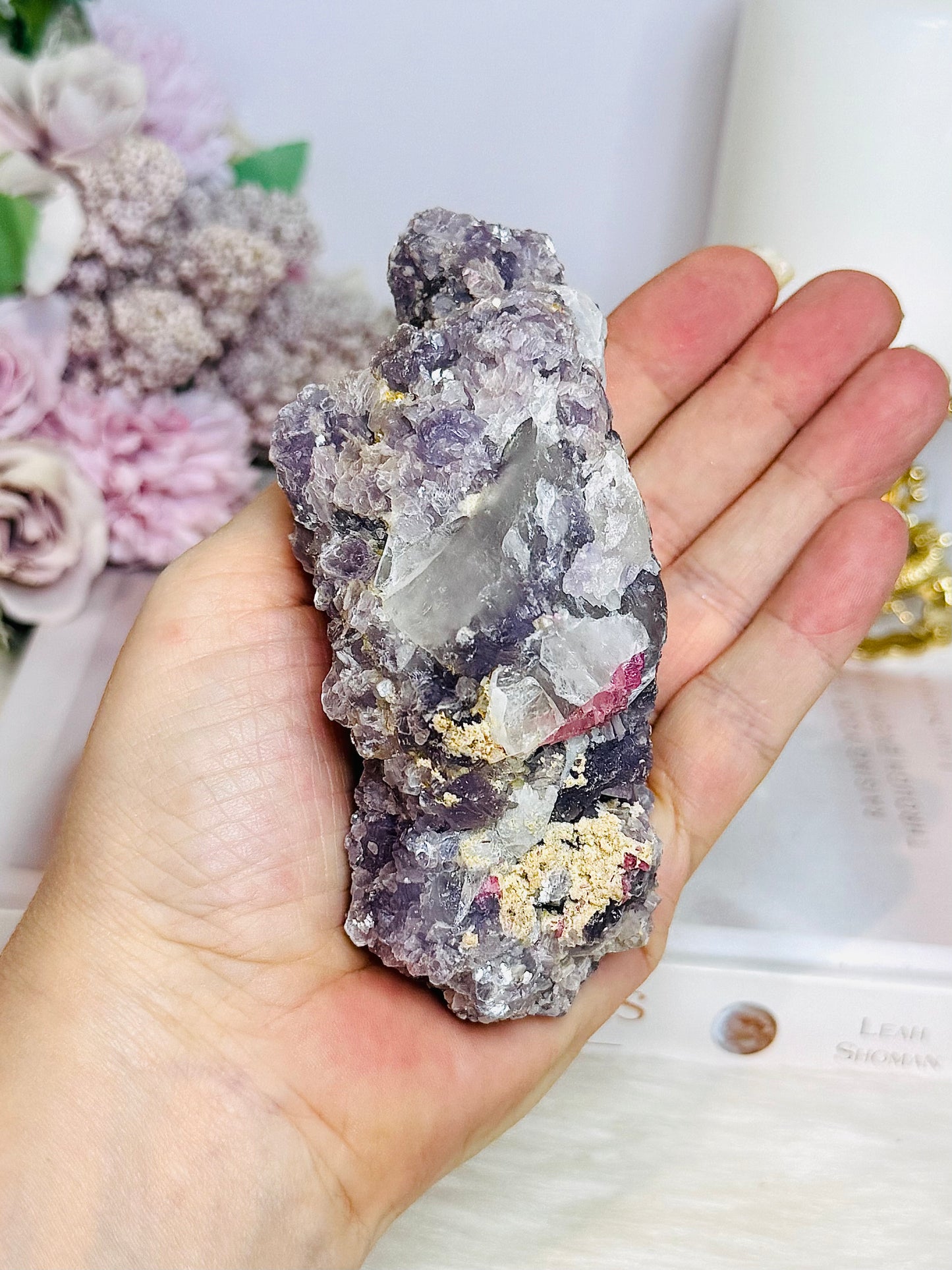Natural Pegmatite | Unicorn Stone (Lepidolite, Pink Tourmaline, Smoky Quartz and Cleavelandite) Specimen 10.5cm 310g