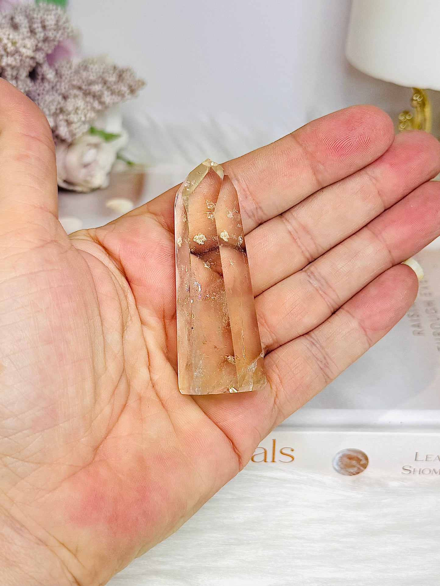 Natural Citrine Tower Point 6.5cm with Rainbows