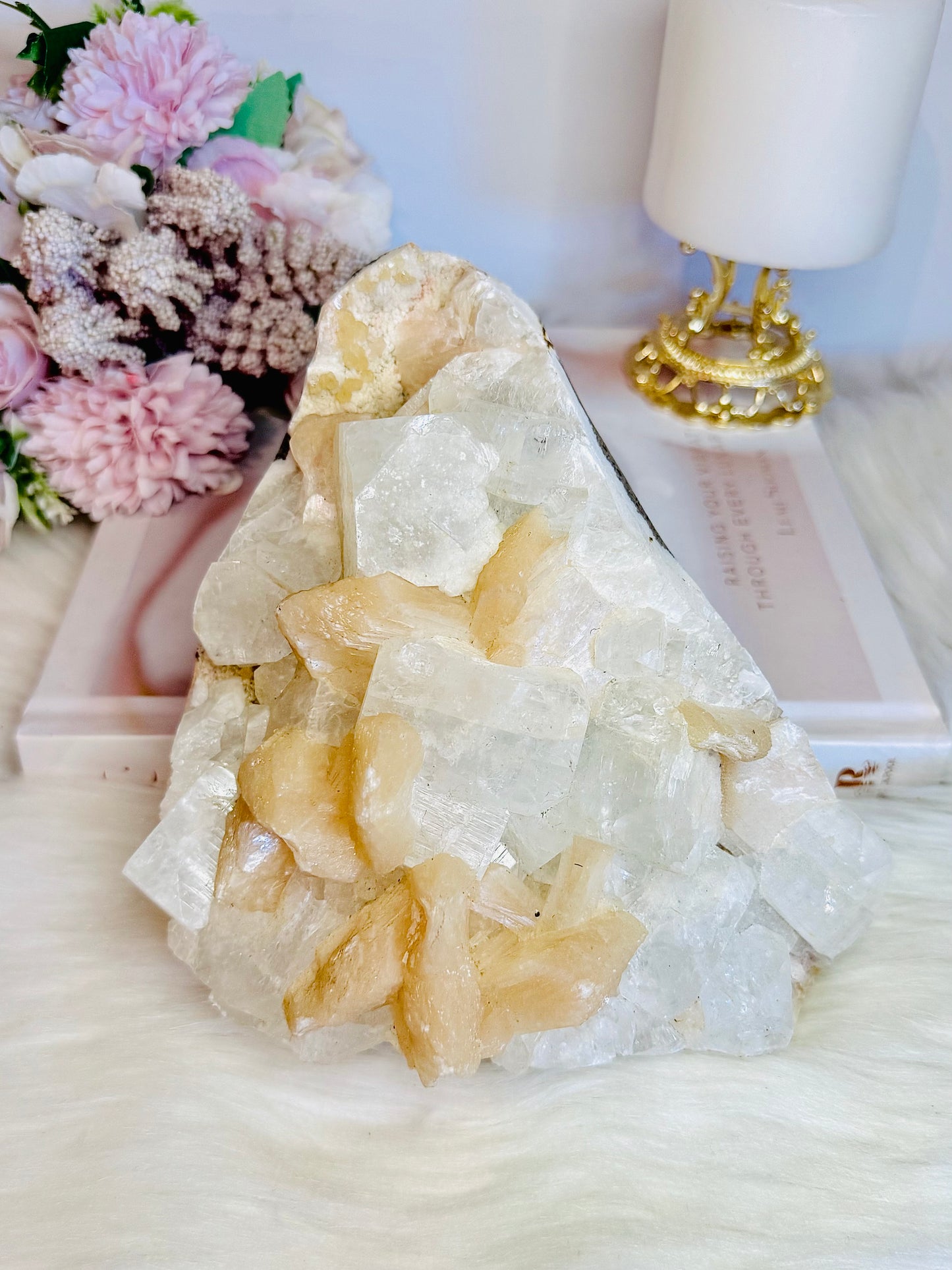 Huge Natural Apophyllite with Stilbite Cluster Specimen 1.67KG