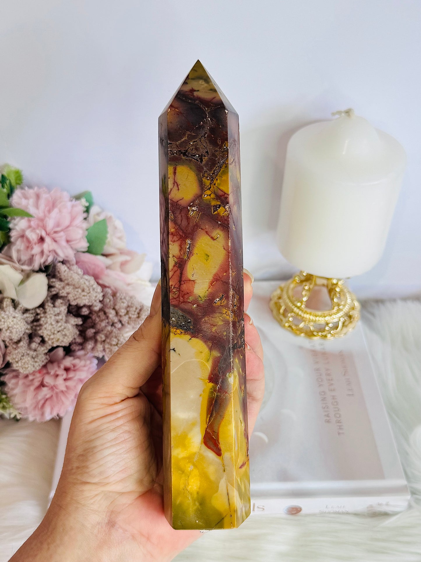 Natural Large Mookaite Jasper Tower | Generator with Hematite Inclusions 21cm