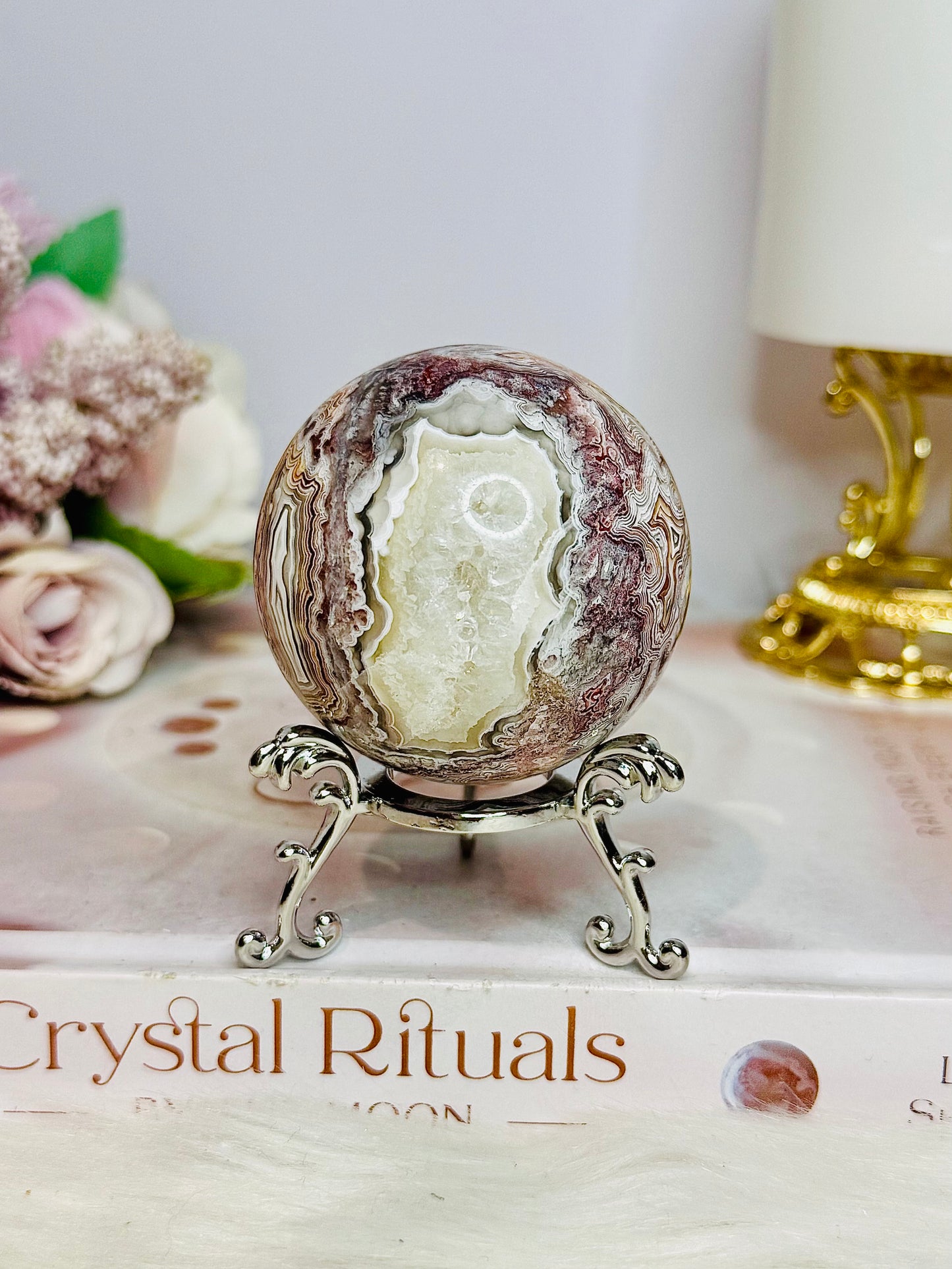Mexican Lace Agate Sphere On Stand 198g
