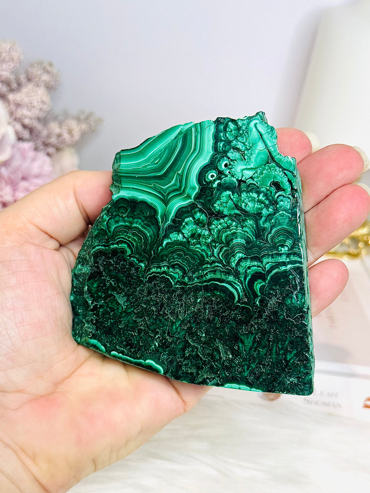 Large Thick Natural AAA Malachite Slab From Congo 9.5cm 262g
