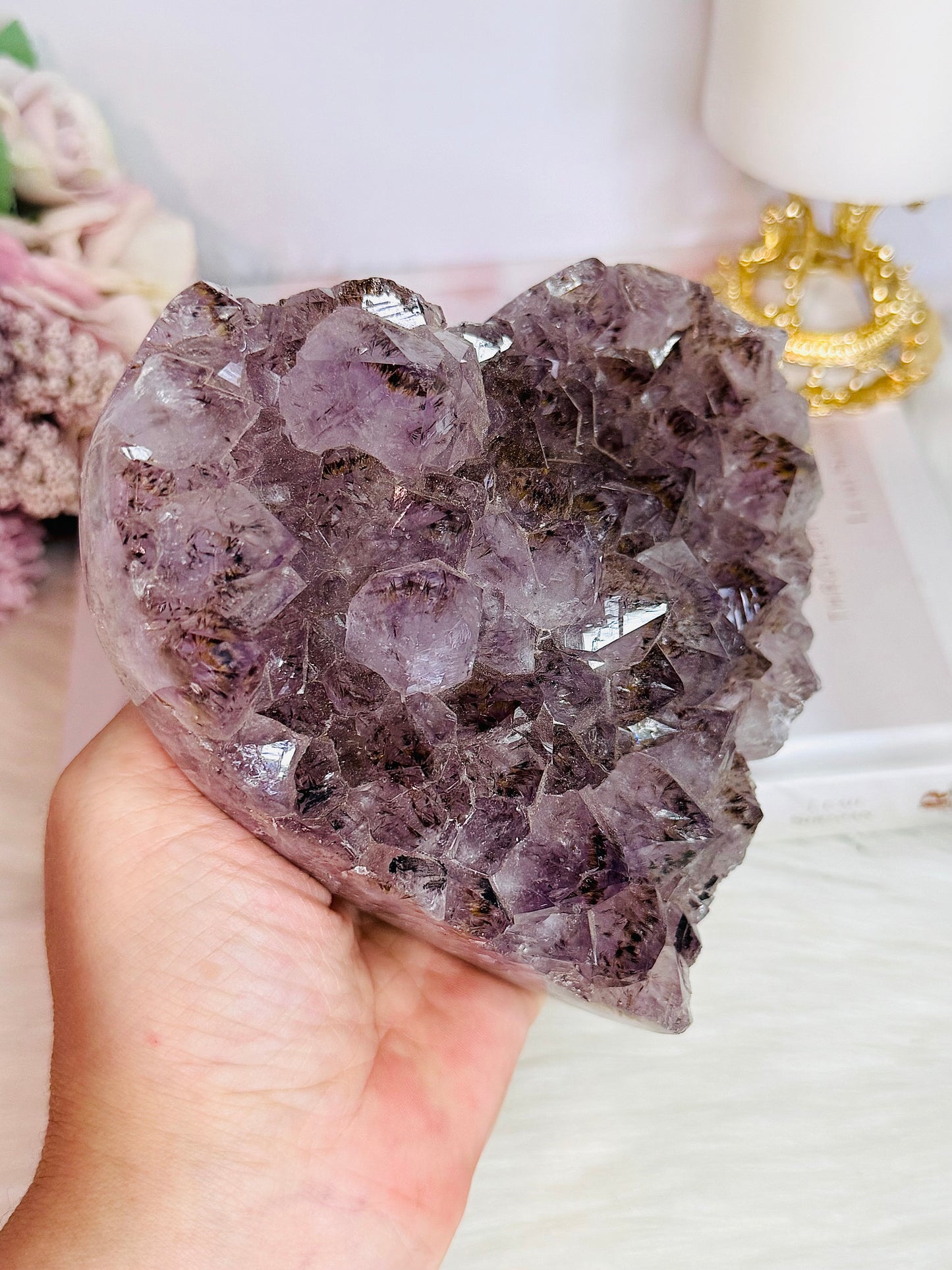 Magnificent 1.15KG Purple Amethyst Cluster Carved Heart From Brazil