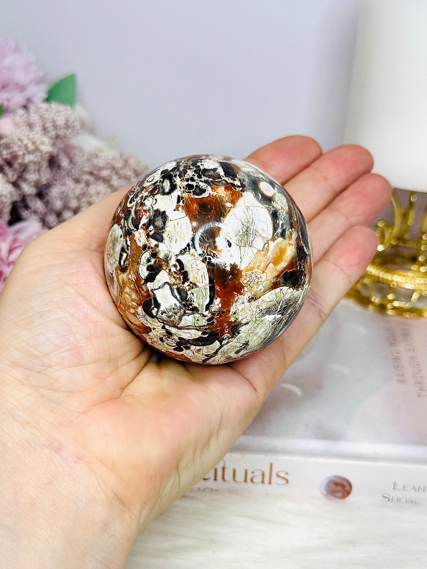 Large Money Agate Sphere on Stand 7cm