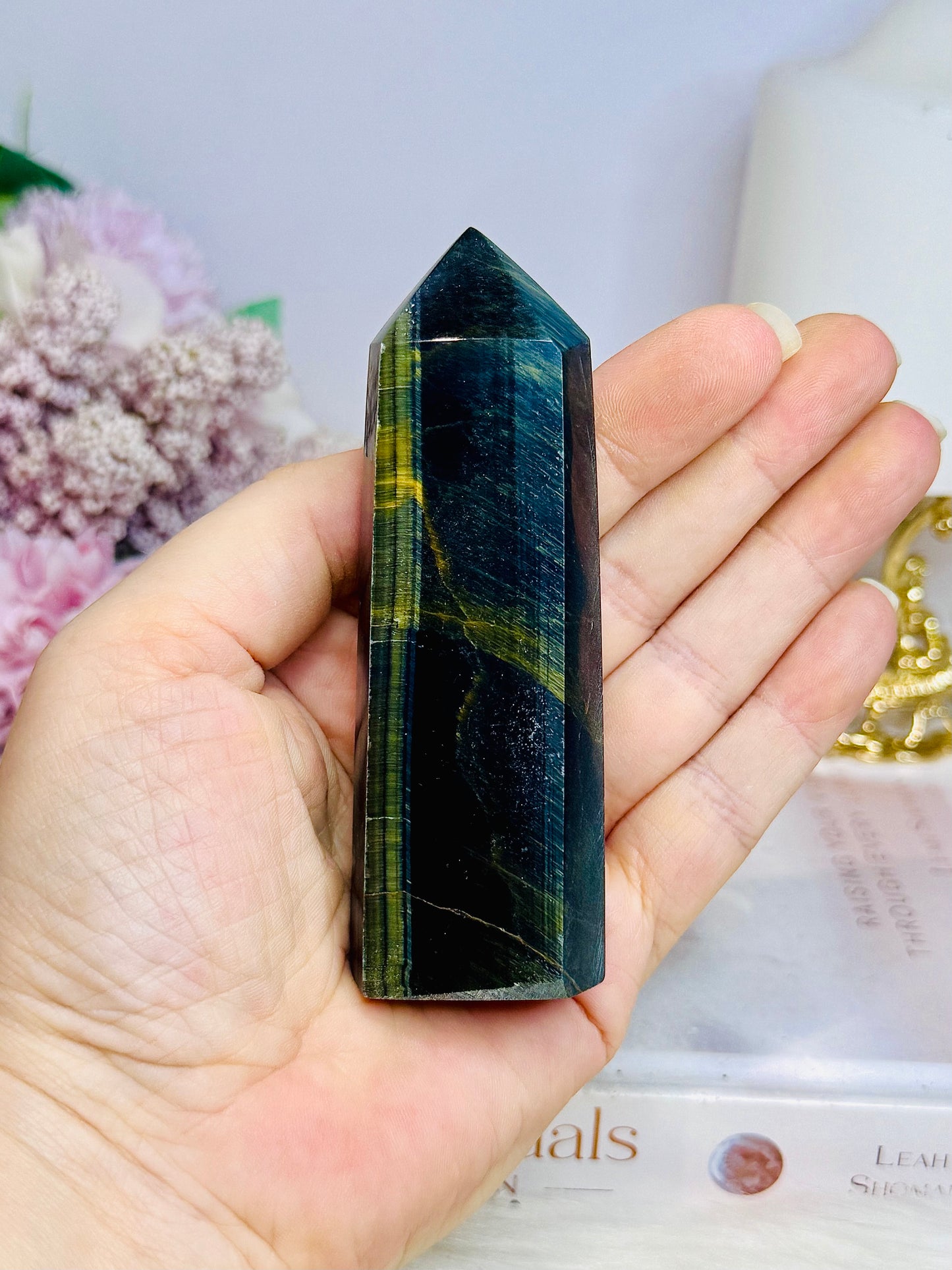 Rare Blue Tigers Eye Tower 10cm