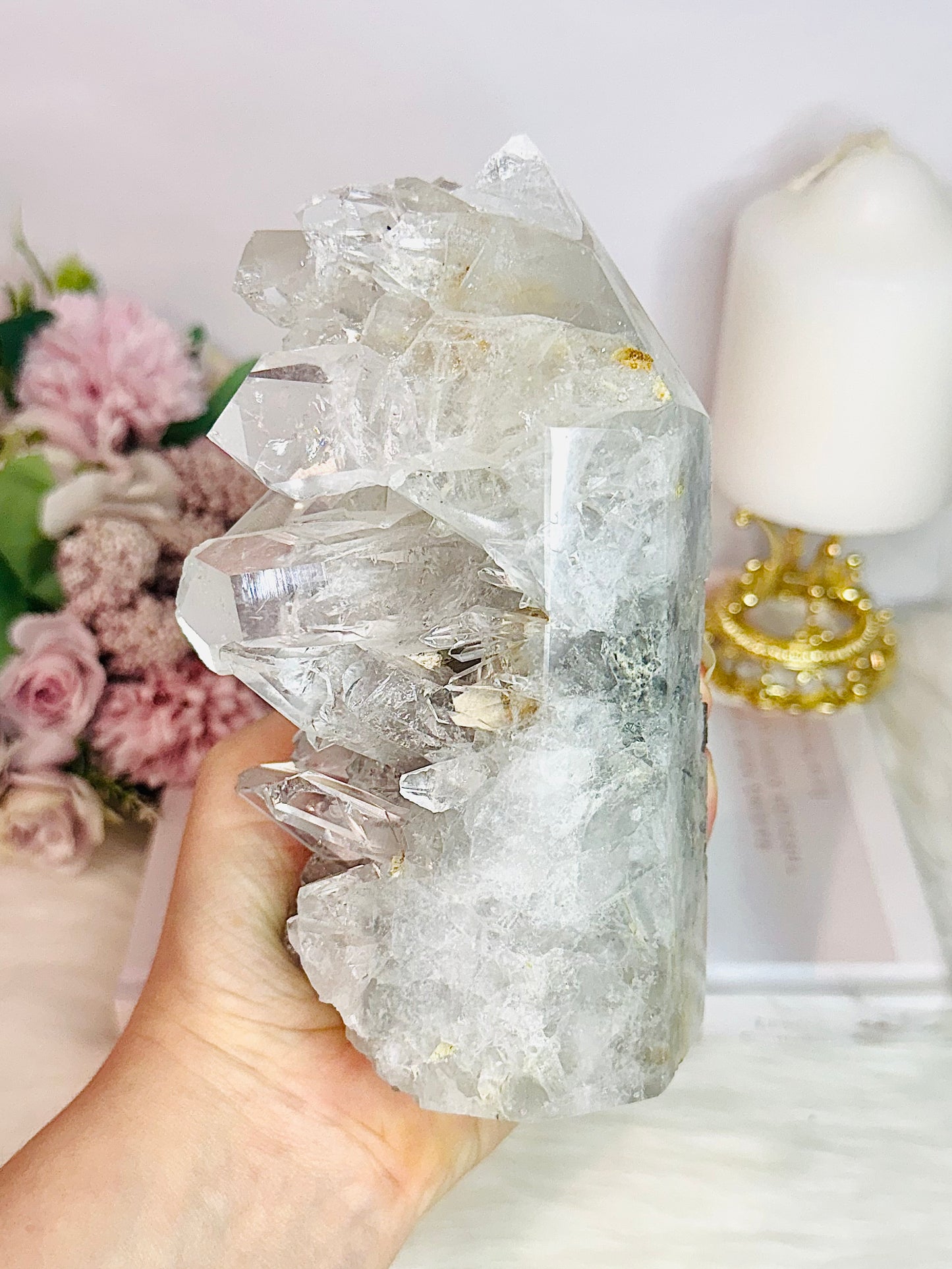 High Grade Clear Quartz Cluster Point Tower From Brazil 16cm 994grams