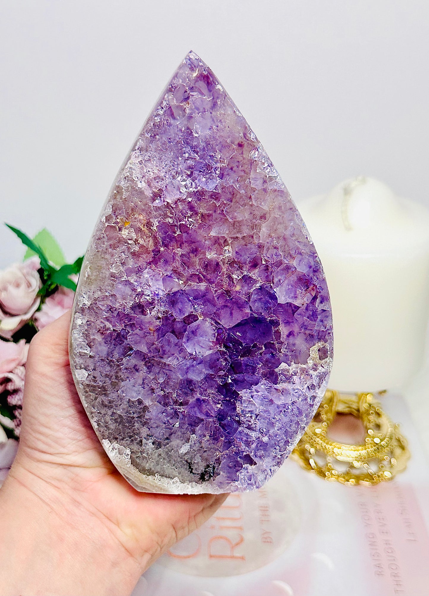 Luxury & Class!! Large Amethyst Carved & Polished Teardrop | Flame 637grams 16cm of Beauty