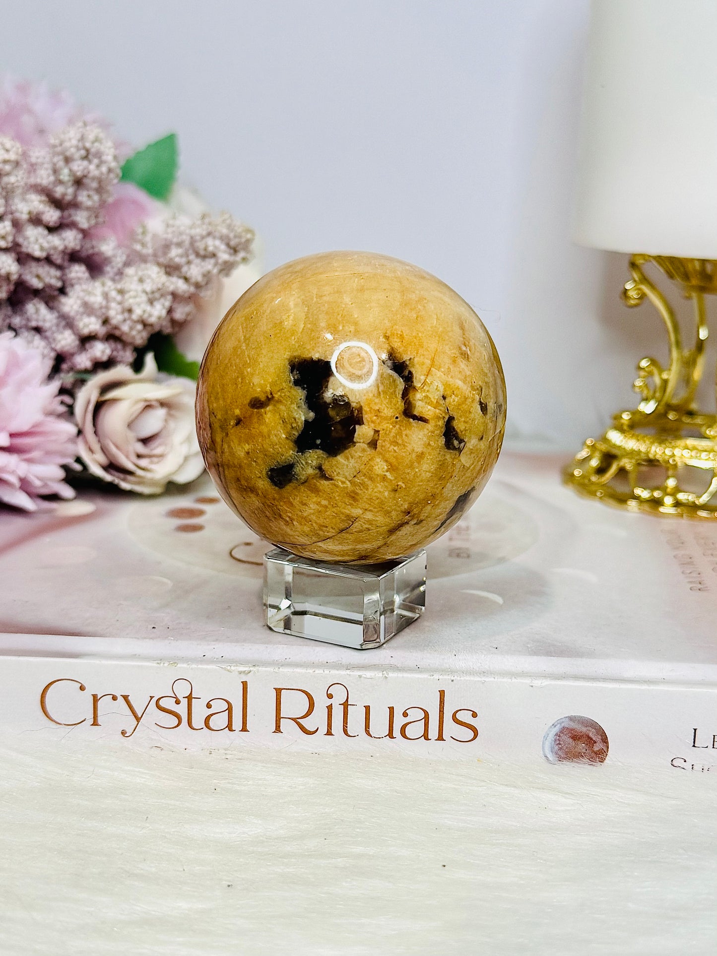 Large Moonstone Sphere on Stand 243g