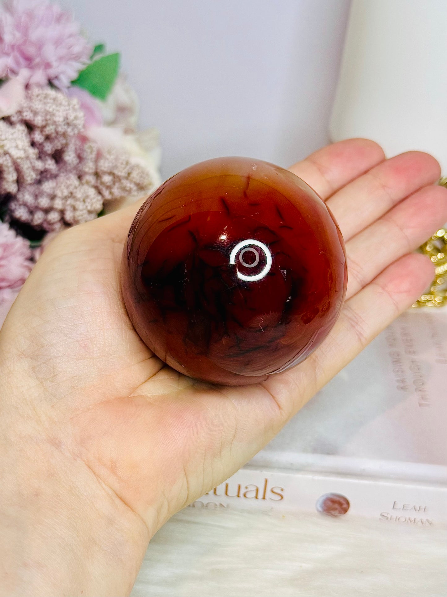 Large Carnelian Sphere On Stand 316g