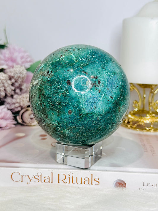 Huge Natural Chrysocolla Sphere On Stand 962g
