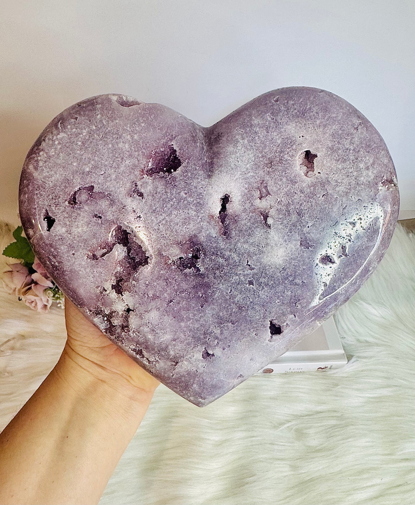 INCREDIBLE HUGE High Grade Druzy Pink Amethyst Carved Heart 21cm 1.74KG
