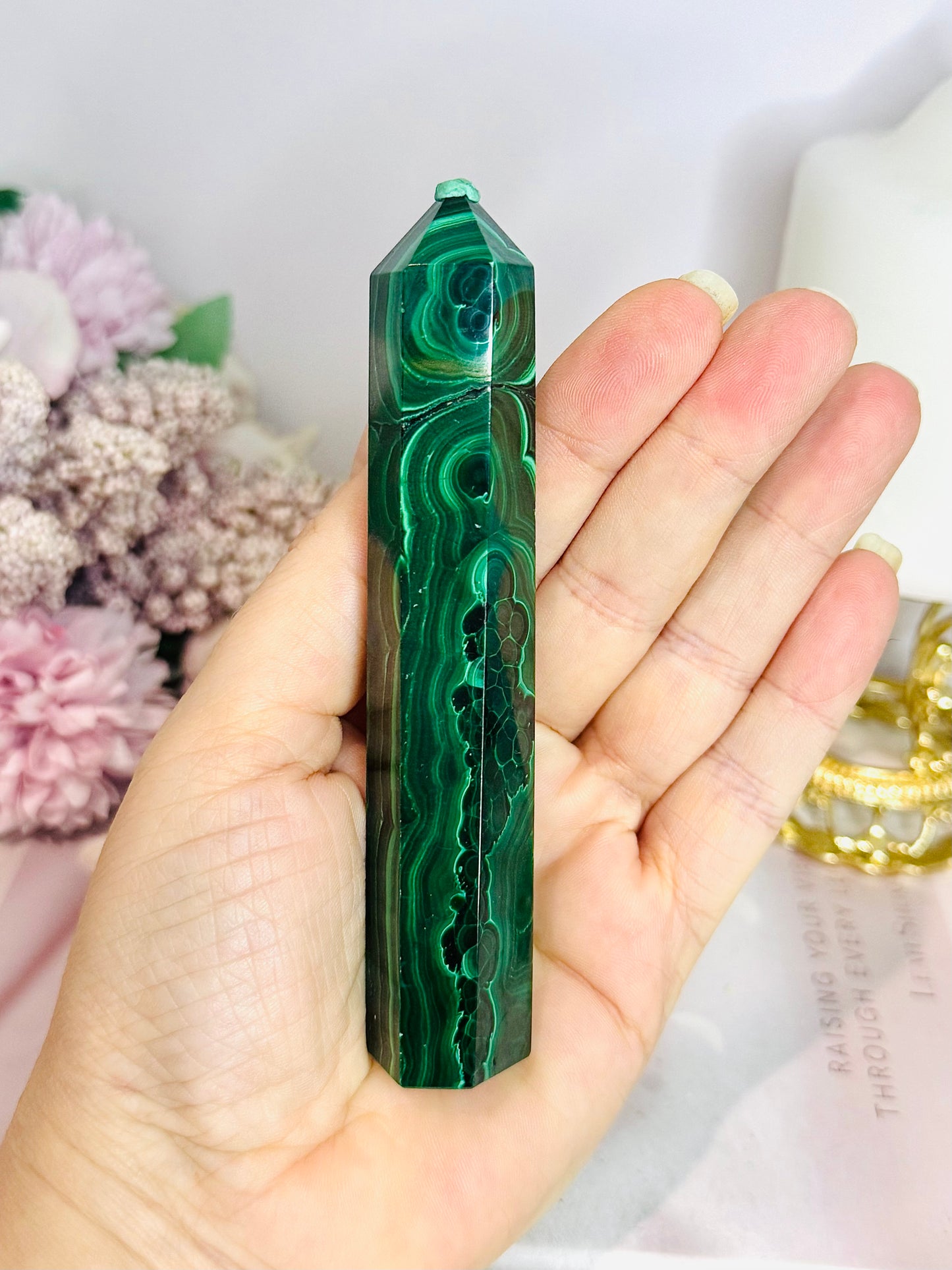 AAA High Grade Natural Malachite Tower From Congo 12cm