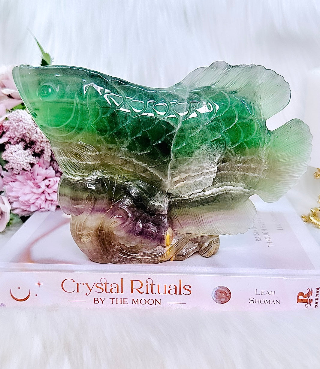 Wow! Unbelievable Stunning Piece!!! Huge 1kg 20cm Rainbow Fluorite Perfectly Carved Fish