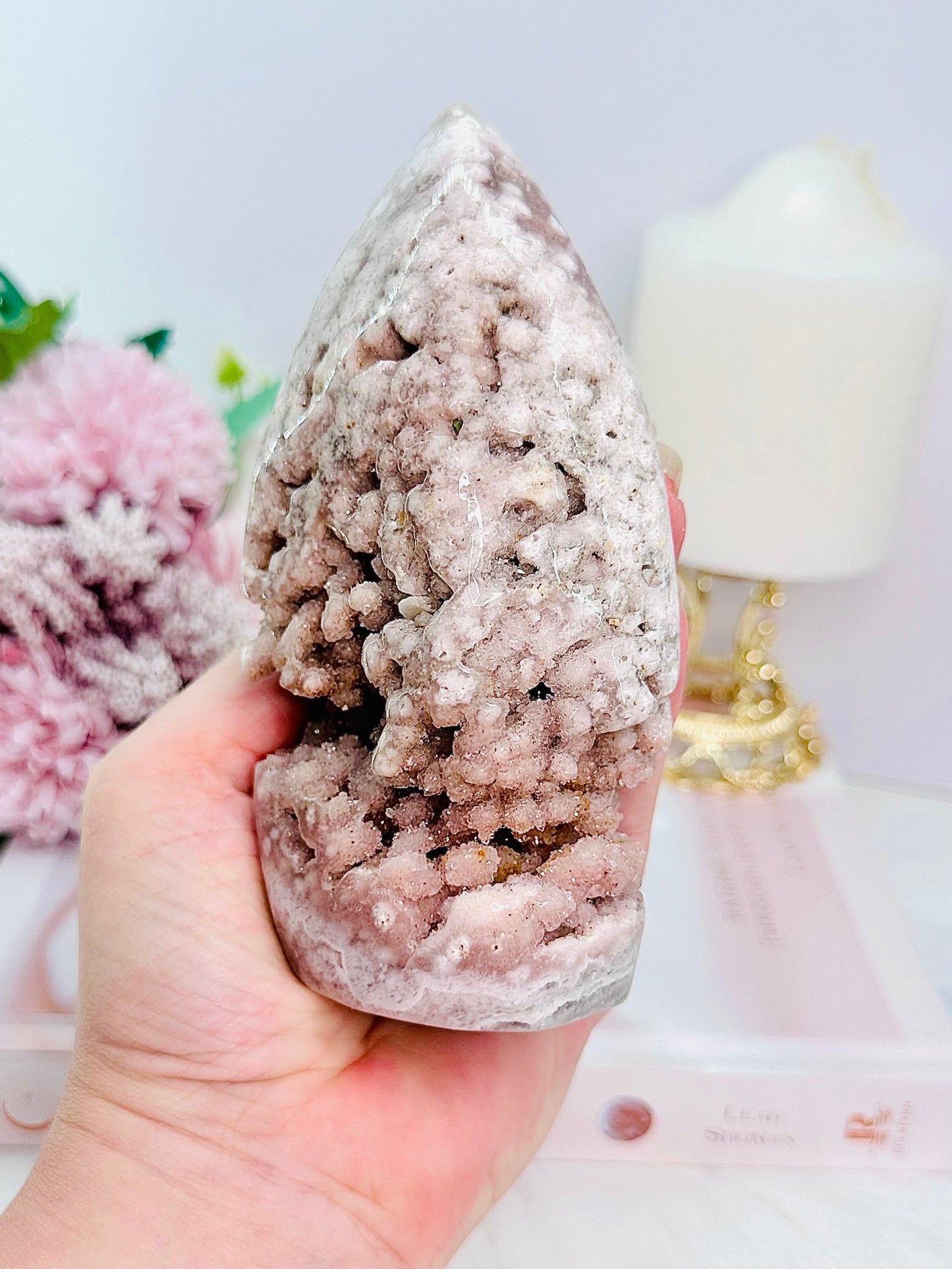 Large Pink Amethyst Druzy Freeform From Brazil 13.5cm 458grams