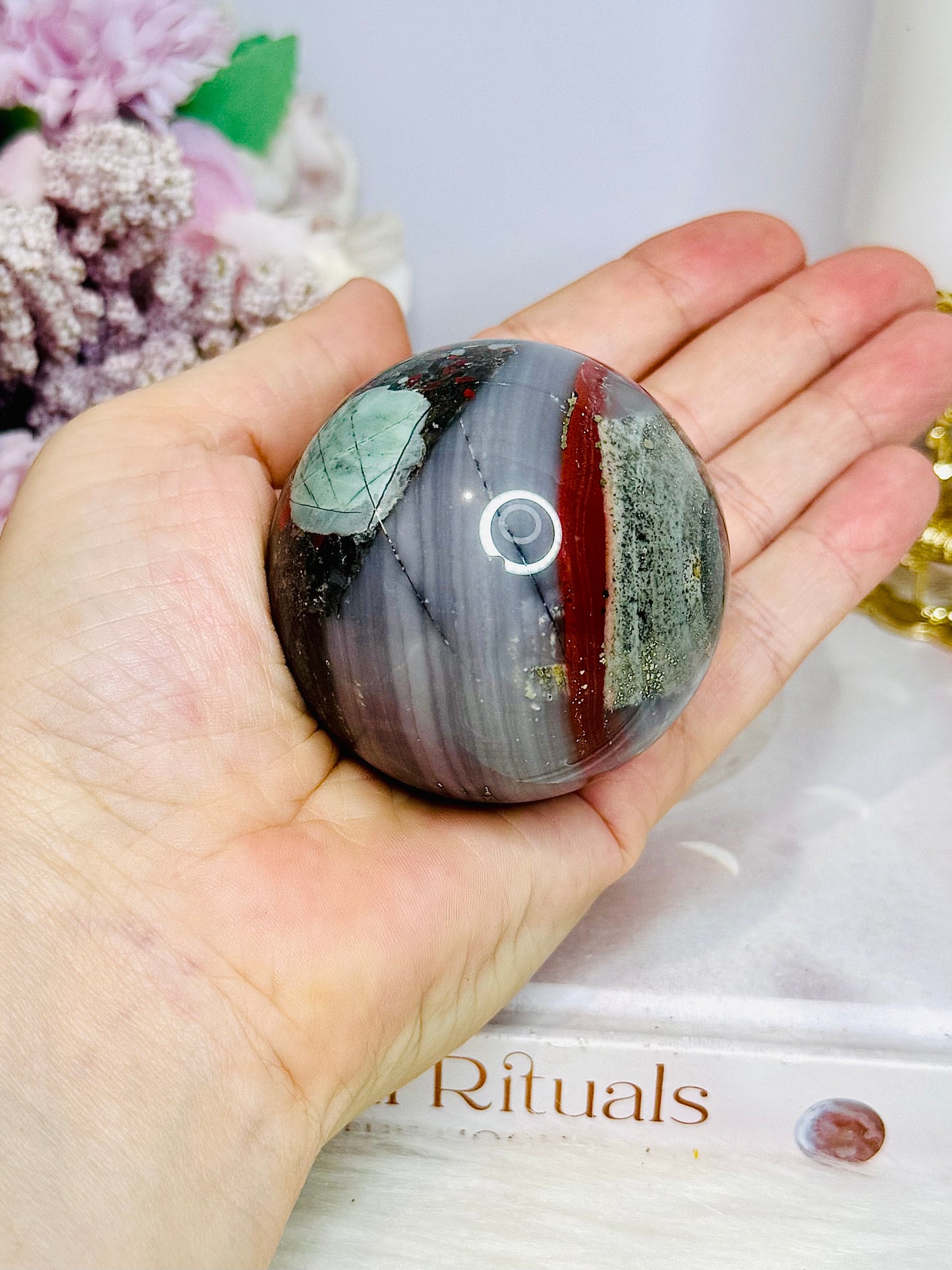 Bloodstone Sphere on Stand 255g