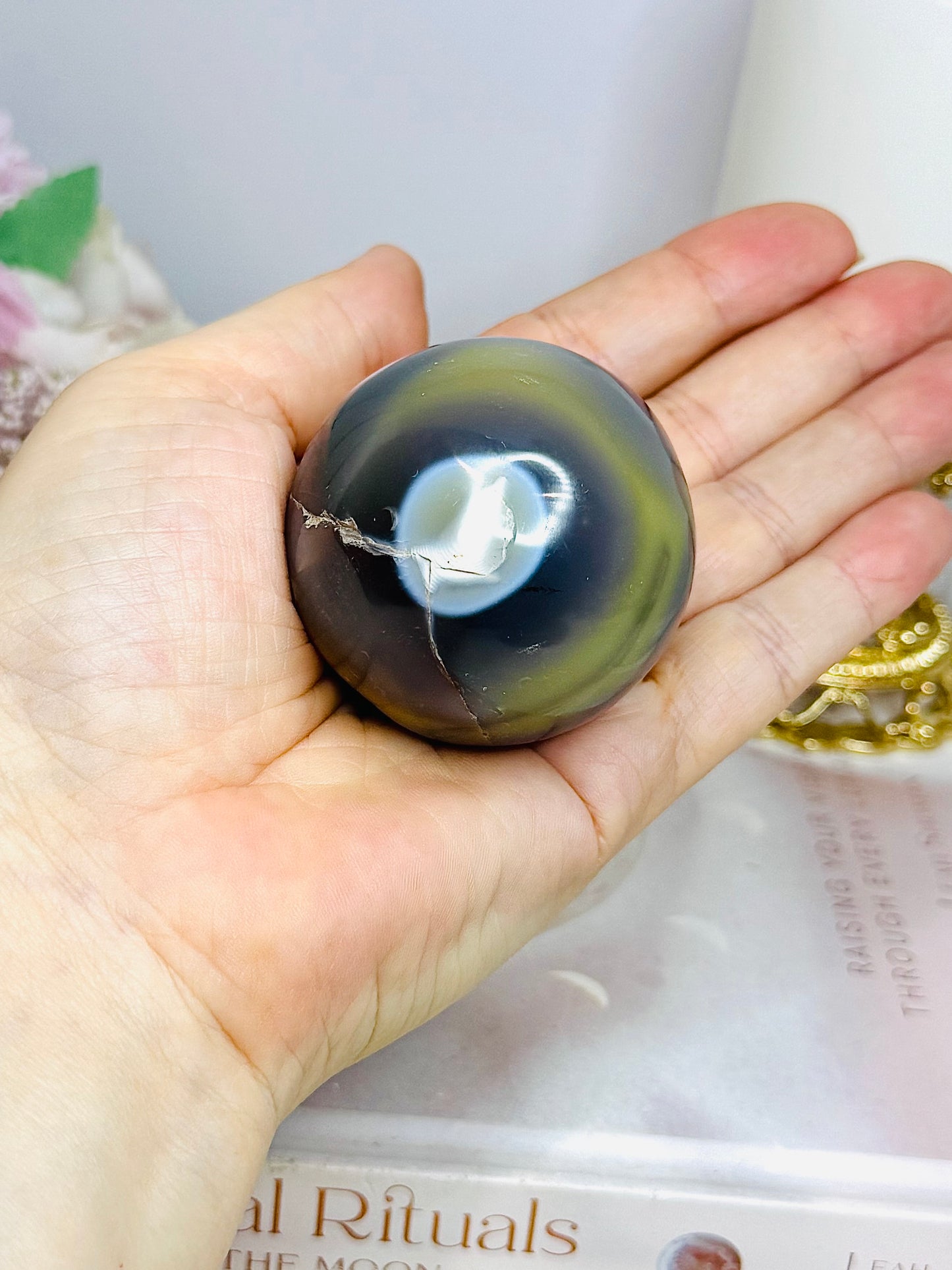 Orca Agate Sphere On Stand 171g