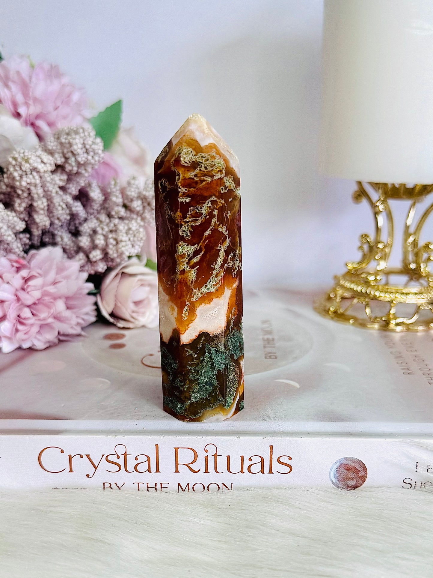 Red Moss Agate Tower 9.5cm
