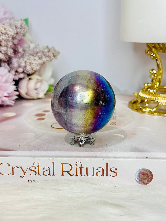 Aura Titanium Amethyst Sphere on Stand 144g