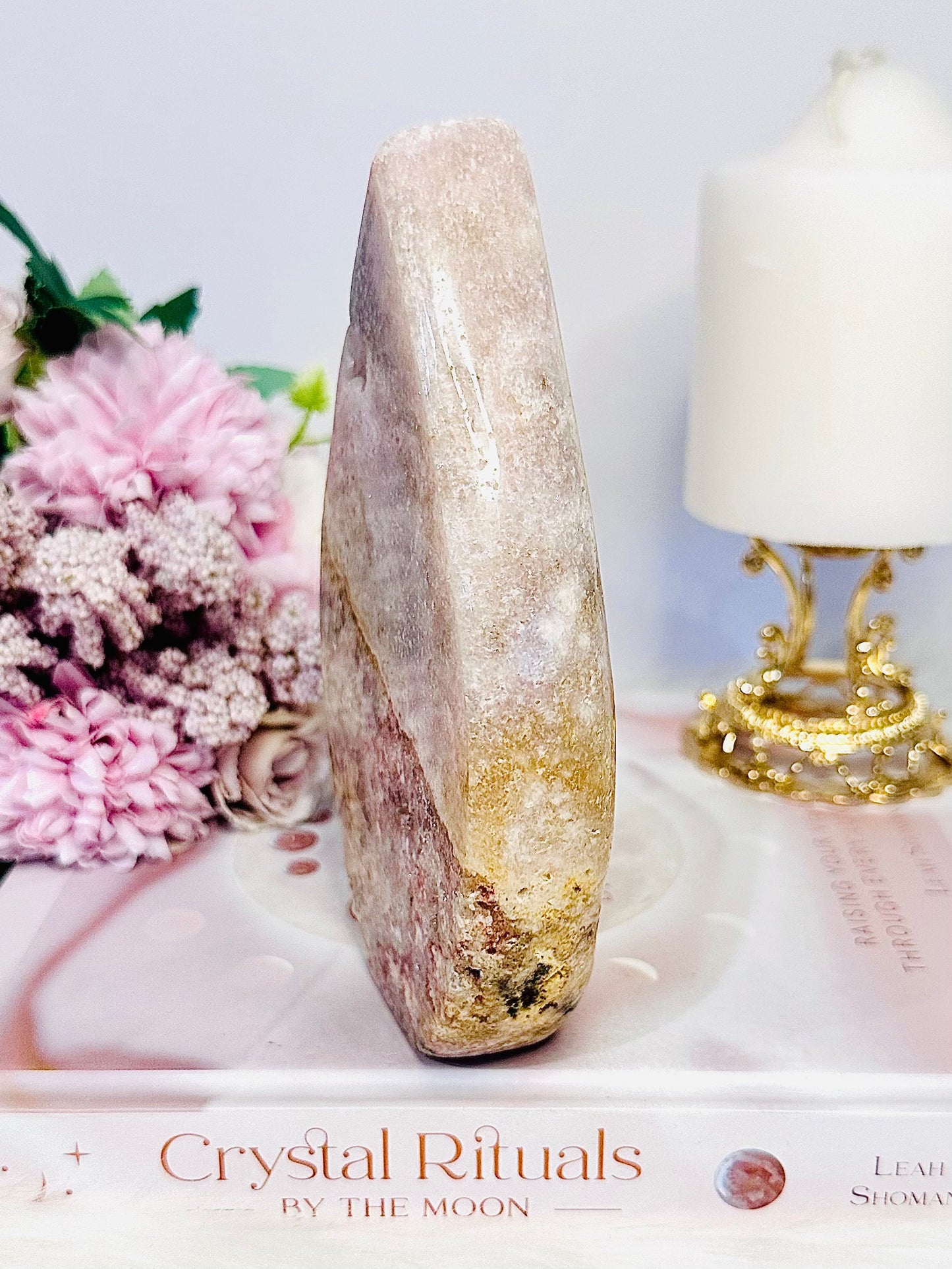 Large Pink Amethyst Druzy Carved Flame | Freeform From Brazil 564grams 15cm