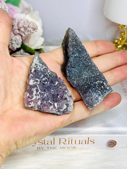 Set of 2 Natural Amethyst Clusters