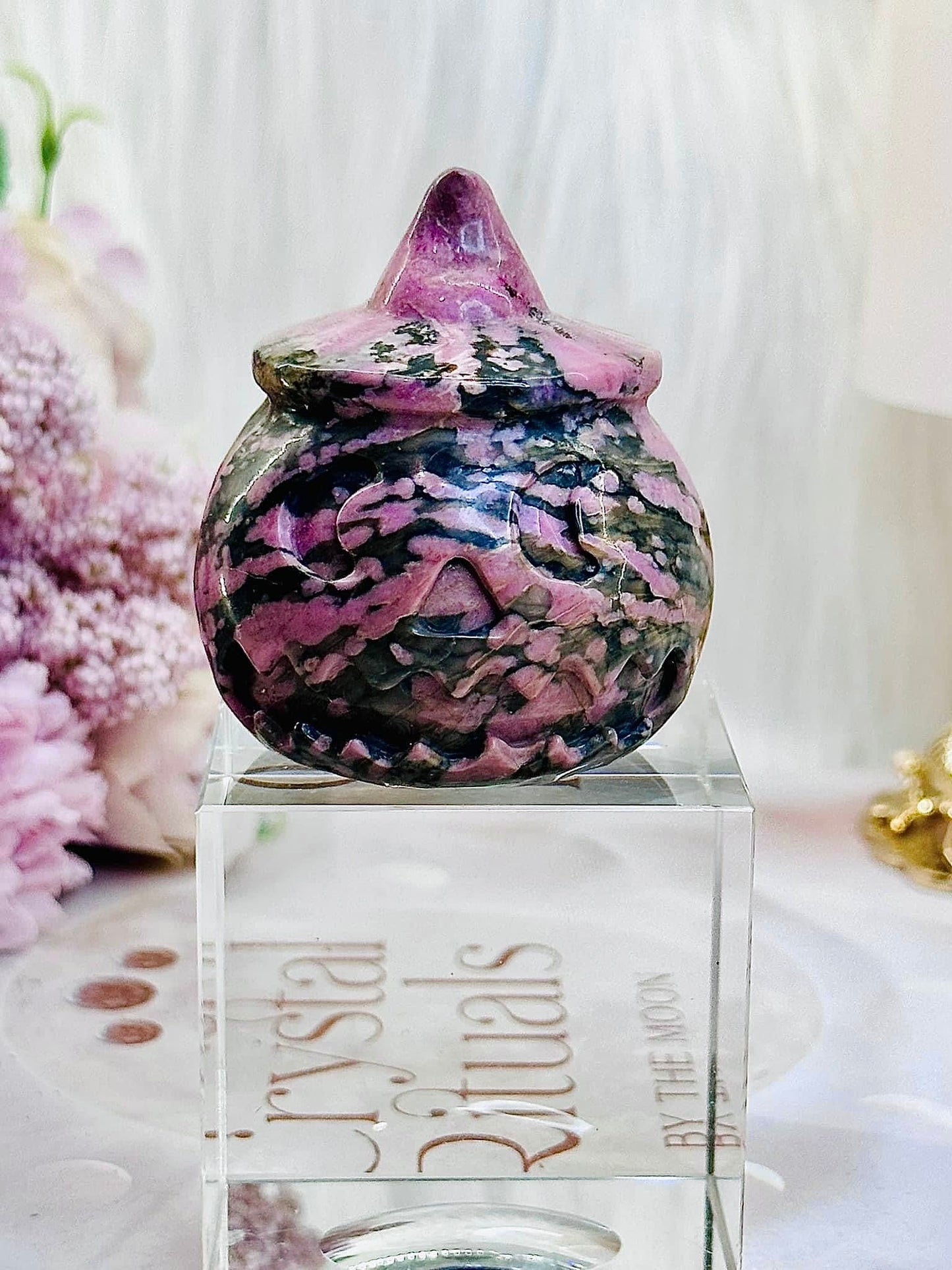 Truly Gorgeous High Grade Halloween Rhodonite Heavy 203gram Pumpkin Carving