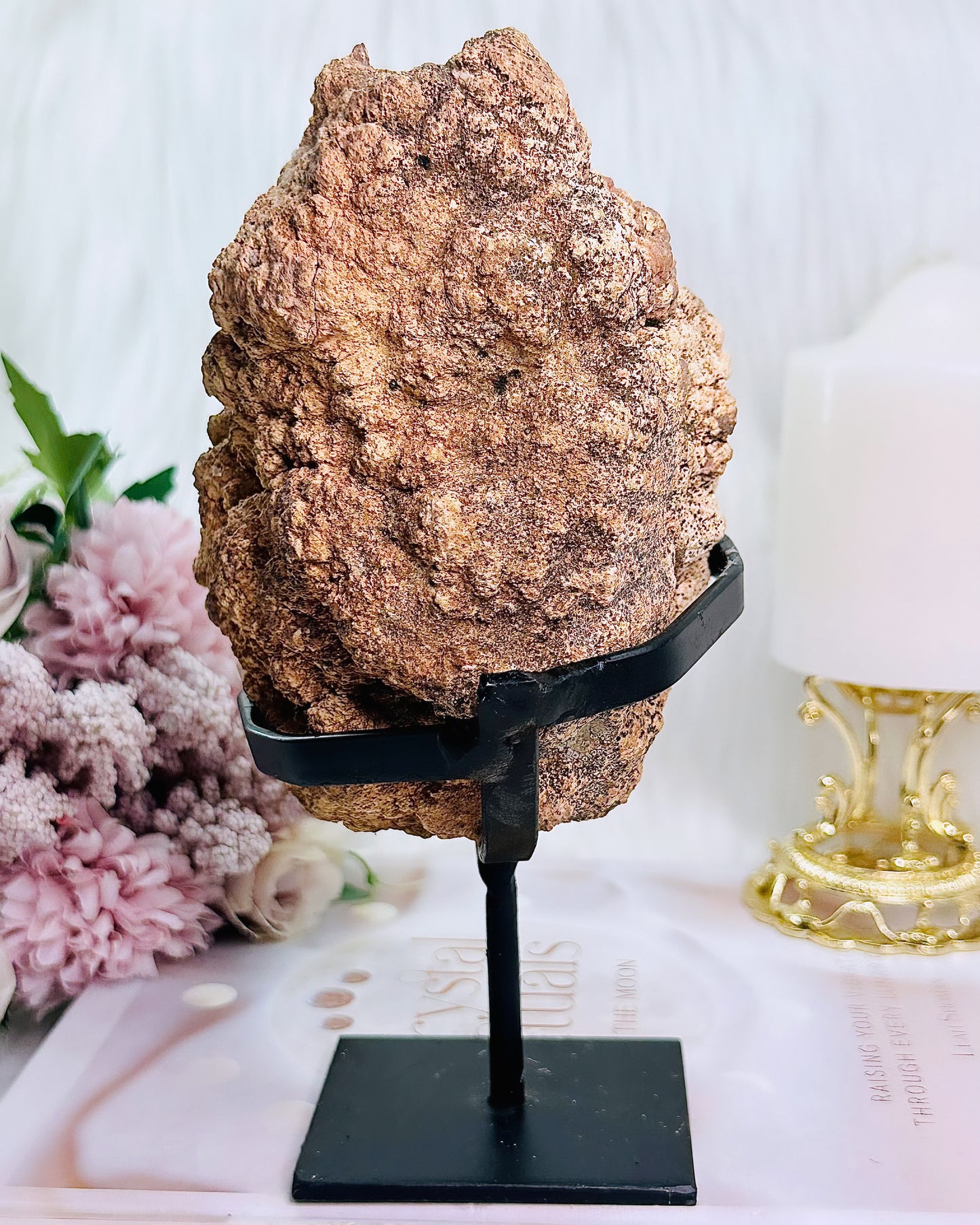 Large 904gram Pink Amethyst Druzy Geode On Stand From Brazil