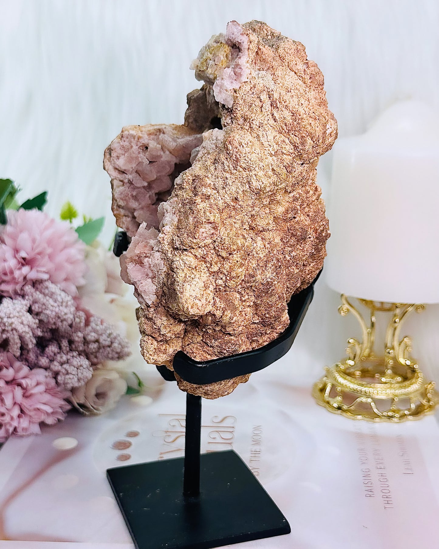 Large 904gram Pink Amethyst Druzy Geode On Stand From Brazil
