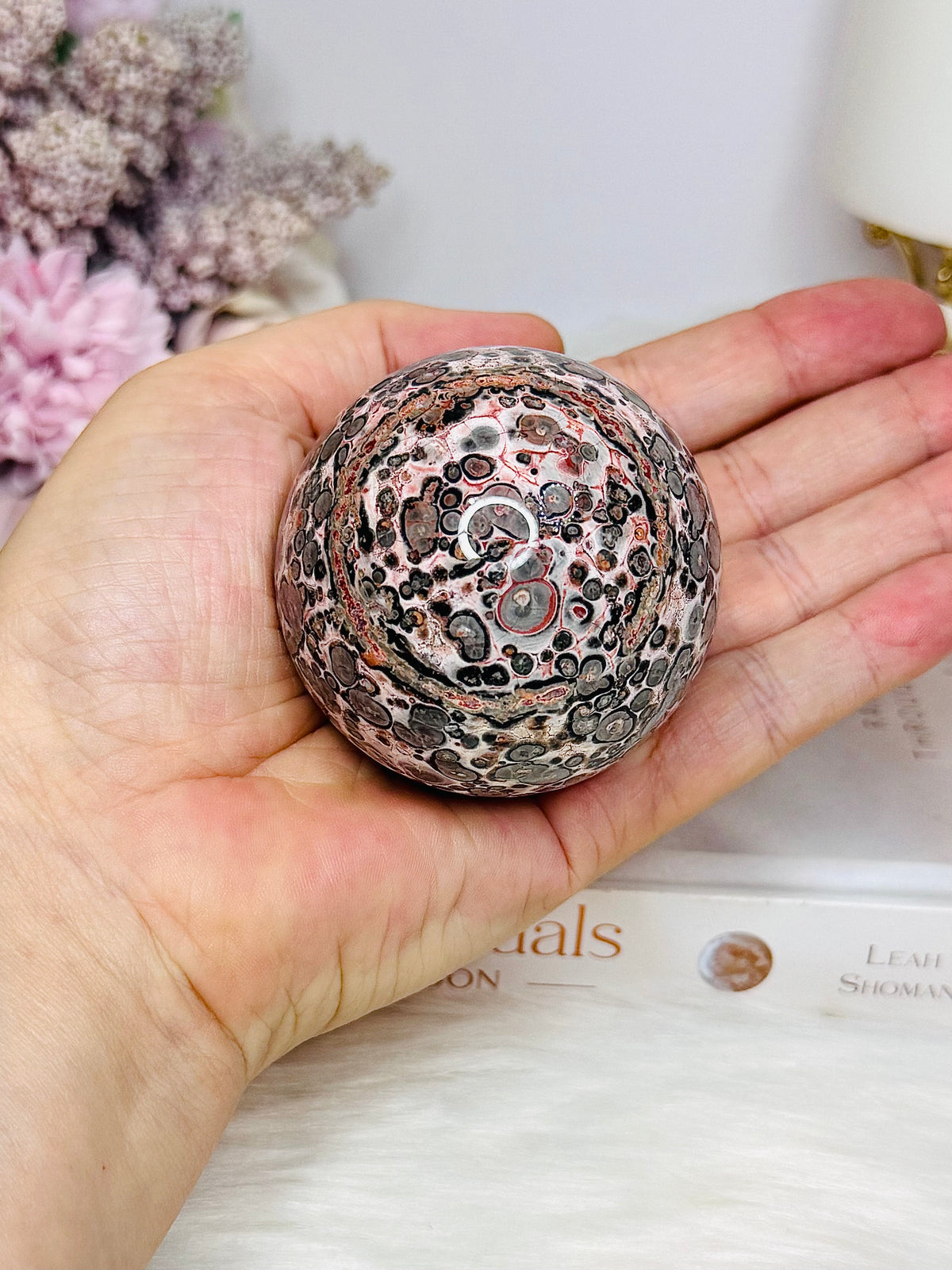 Leopard skin Jasper Sphere On Stand 214g