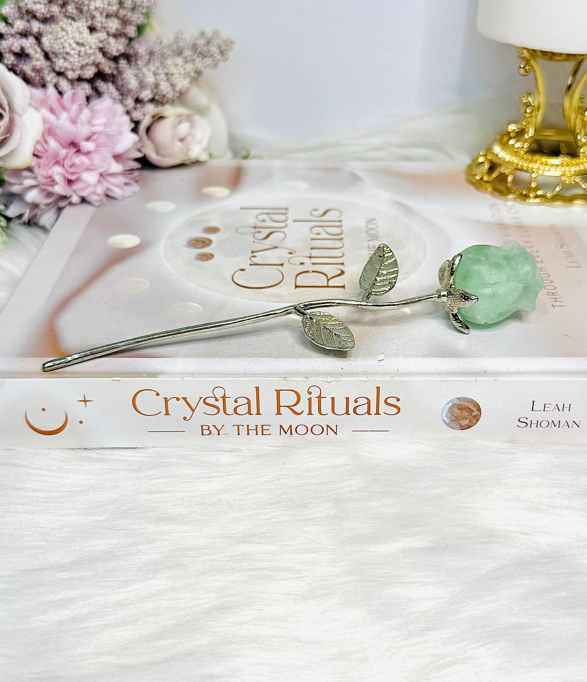 Green Fluorite Forever Rose 15cm